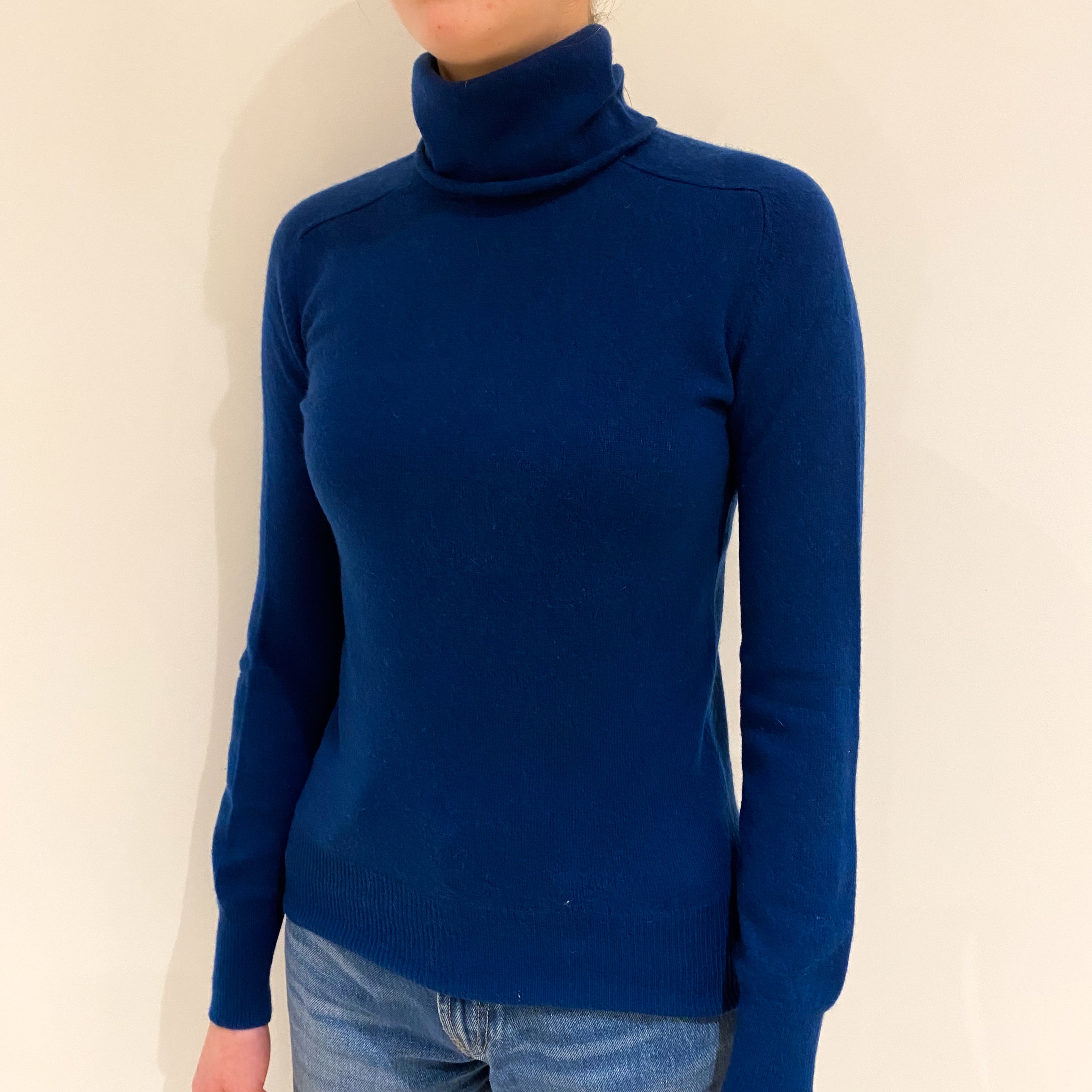 French Navy Cashmere Polo Neck Jumper Extra Small