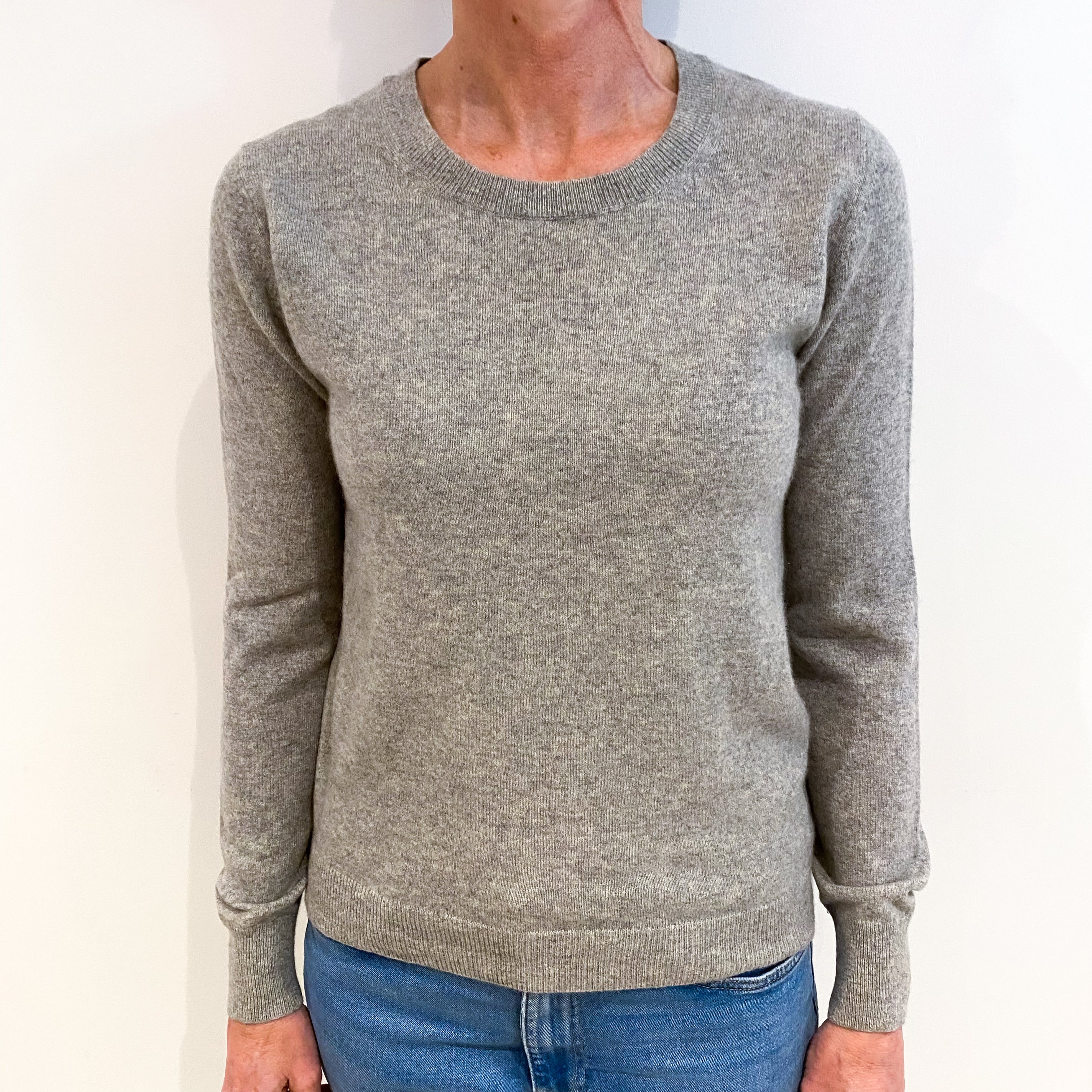 Smoke Grey Cashmere Crew Neck Jumper Small