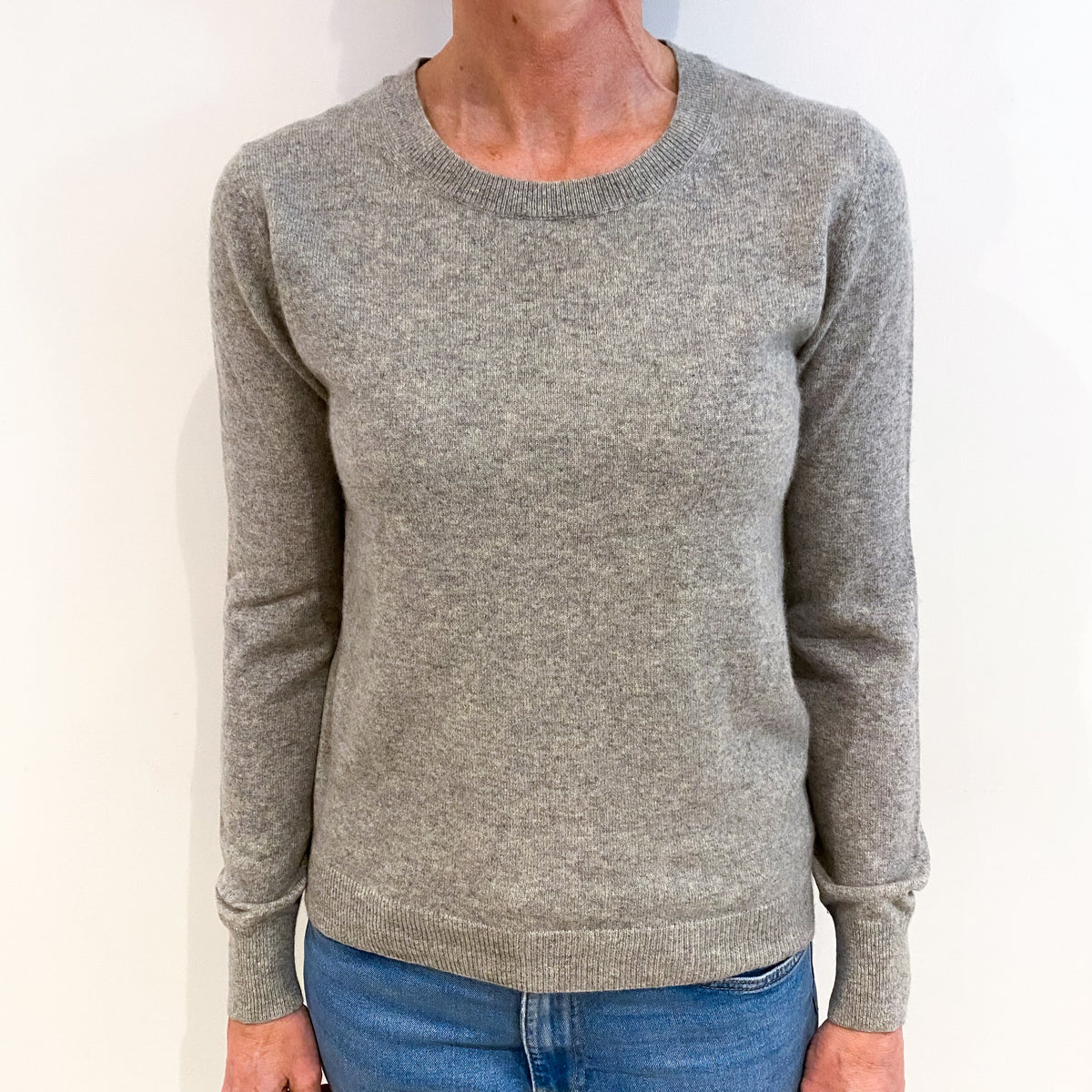 Smoke Grey Cashmere Crew Neck Jumper Small