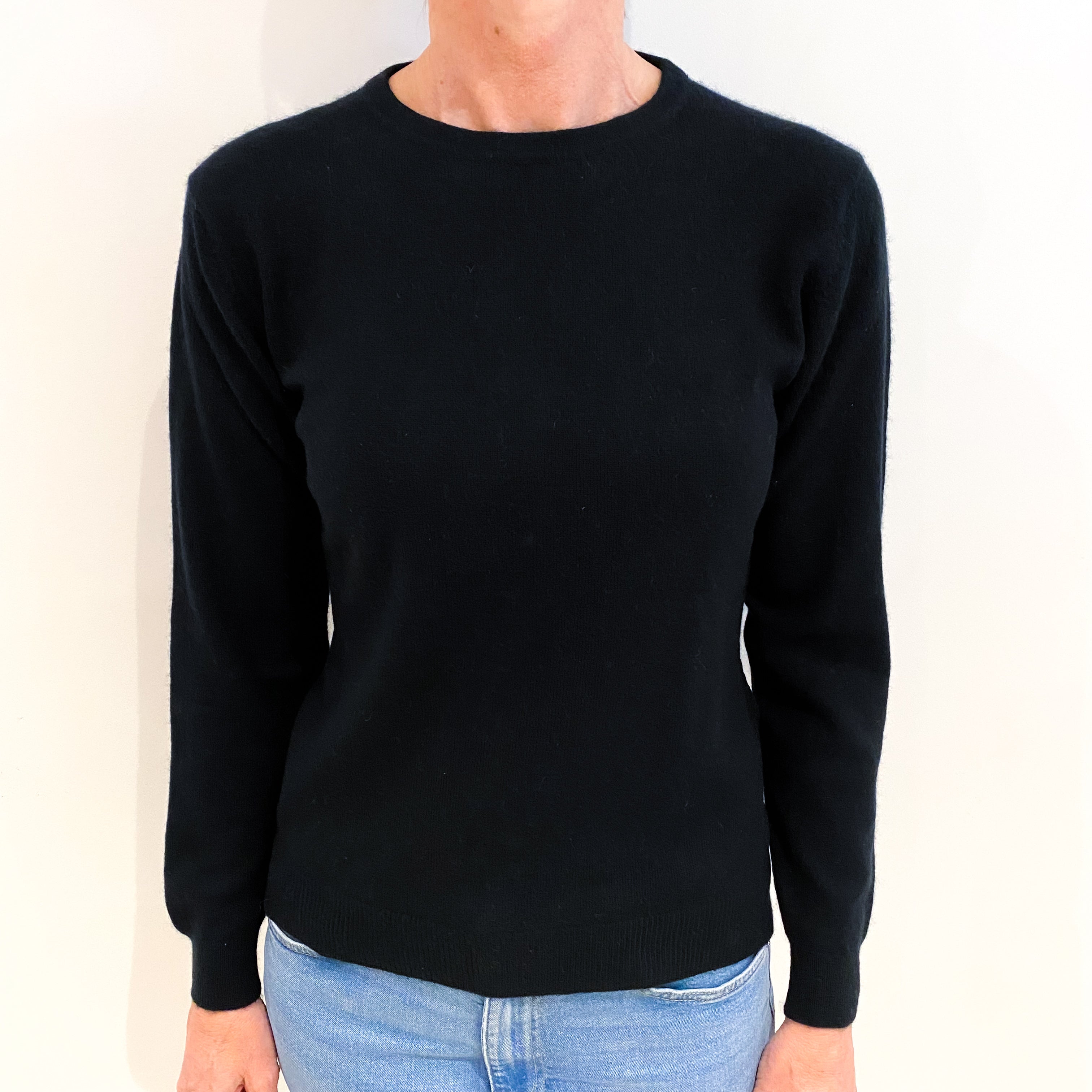 Black Cashmere Crew Neck Jumper Small