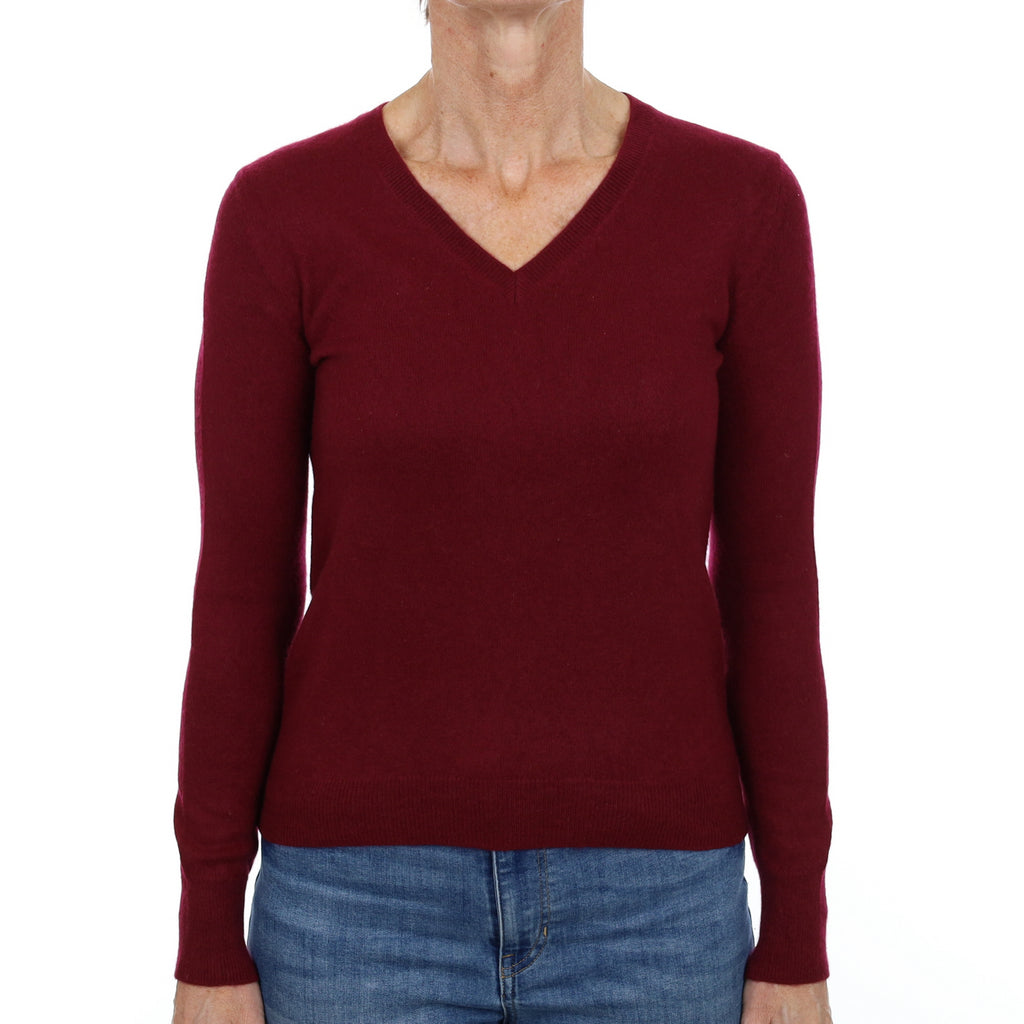 Mulberry Purple Cashmere V Neck Jumper Small