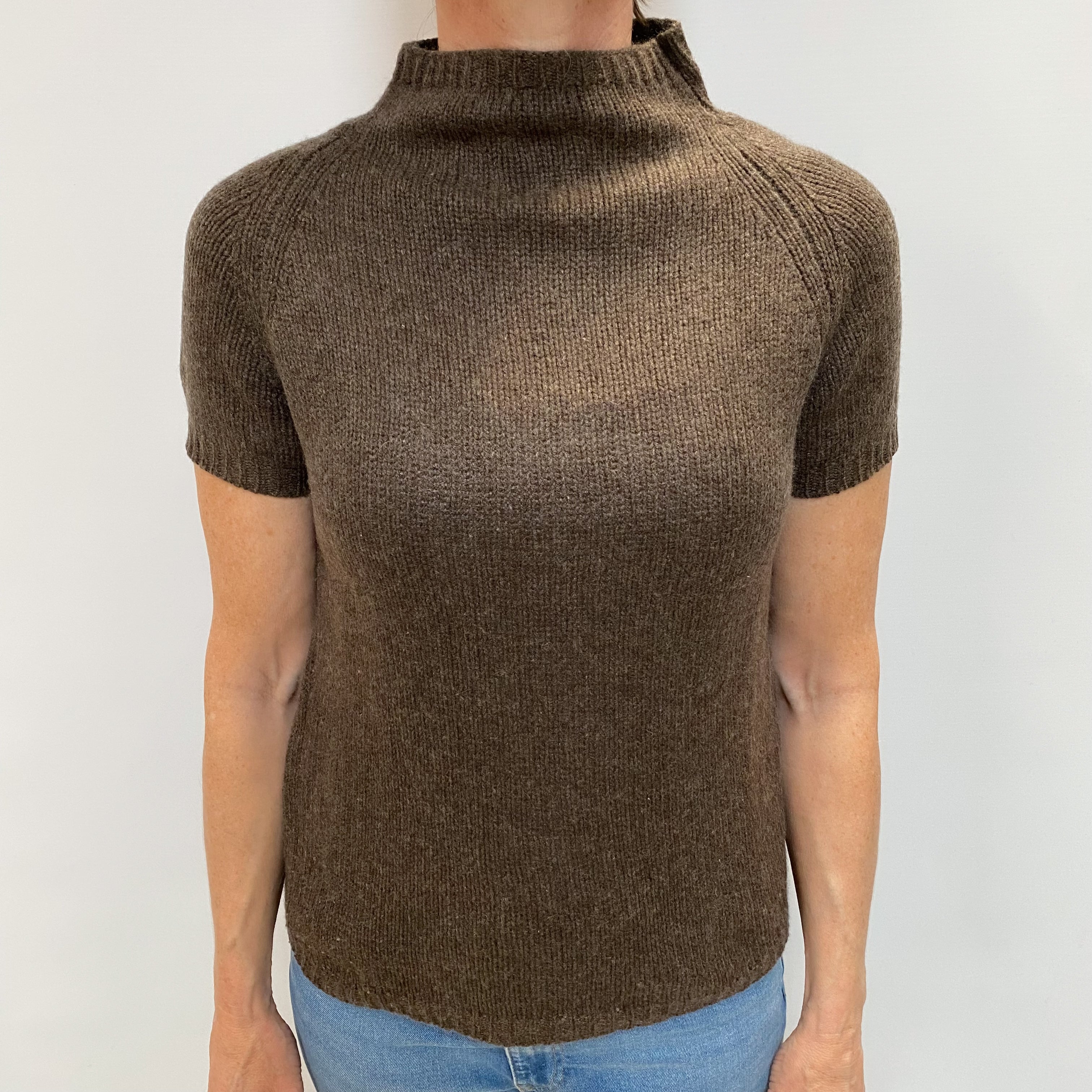 Mole Brow Cashmere Turtle Neck Short Sleeved Jumper Small