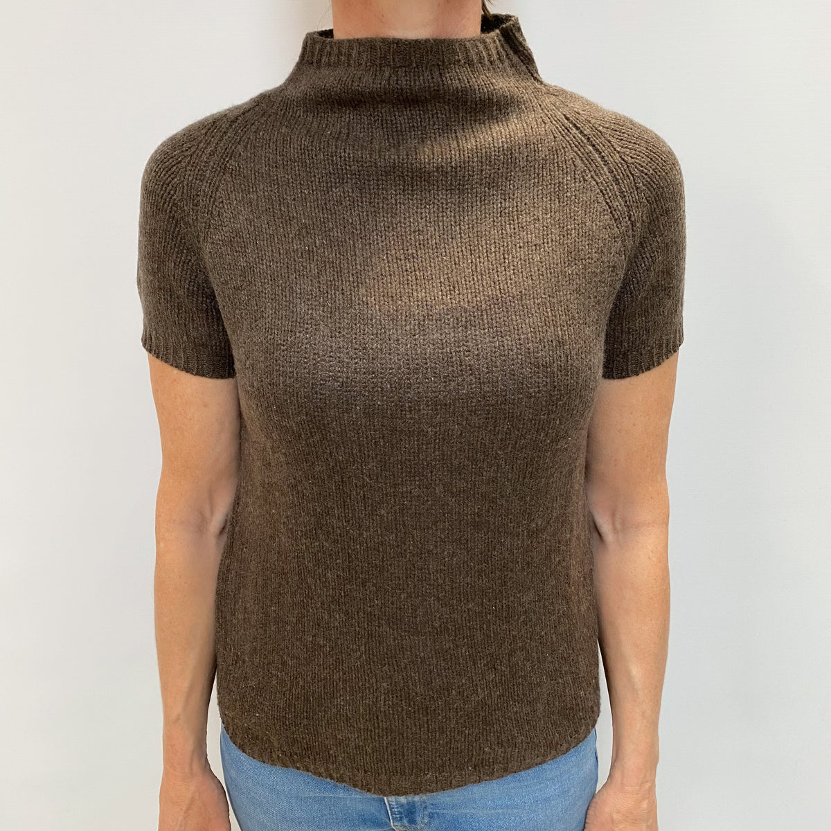Mole Brow Cashmere Turtle Neck Short Sleeved Jumper Small