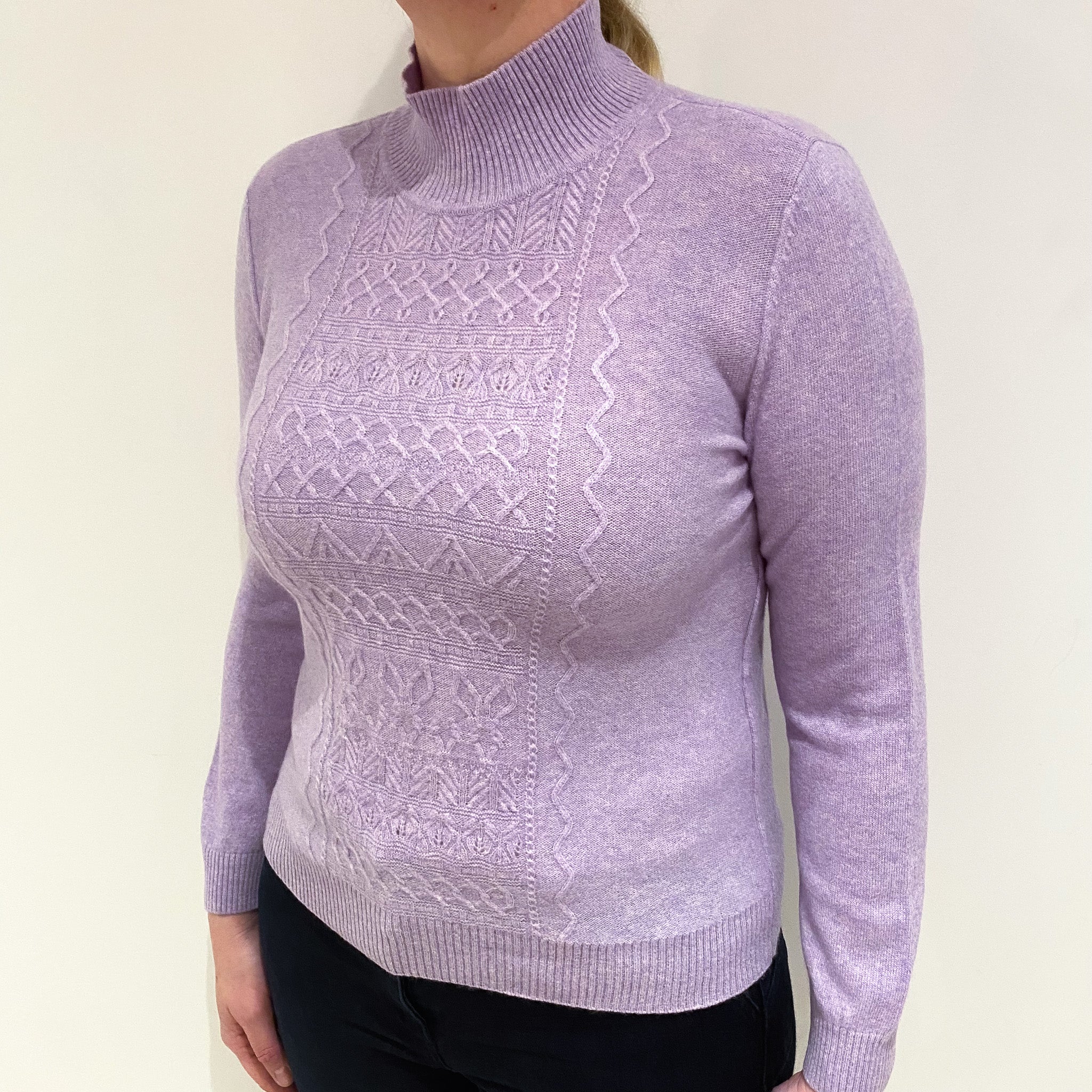 Lilac Cashmere Polo Neck Jumper