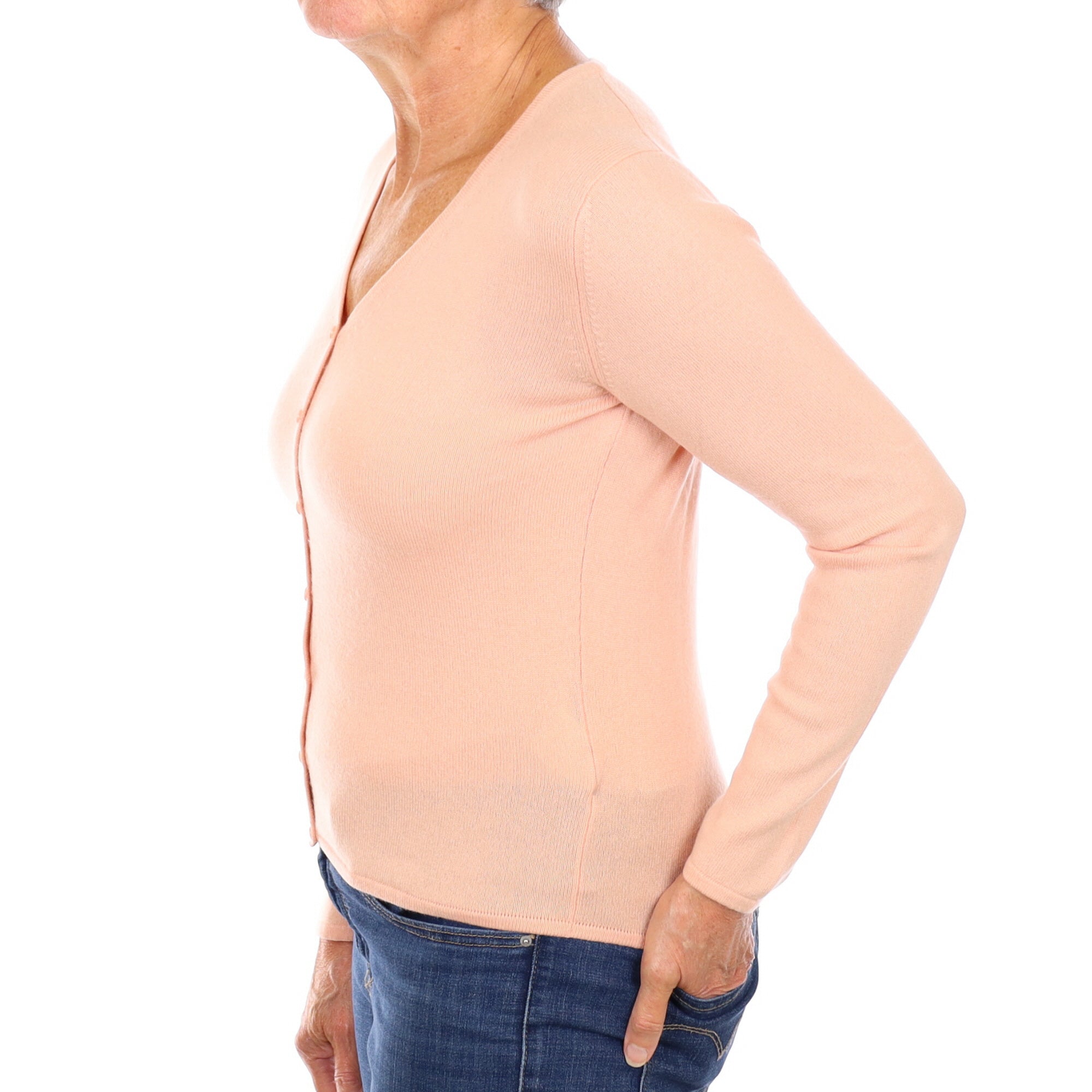 Shell Pink Cashmere V Neck Cardigan Medium