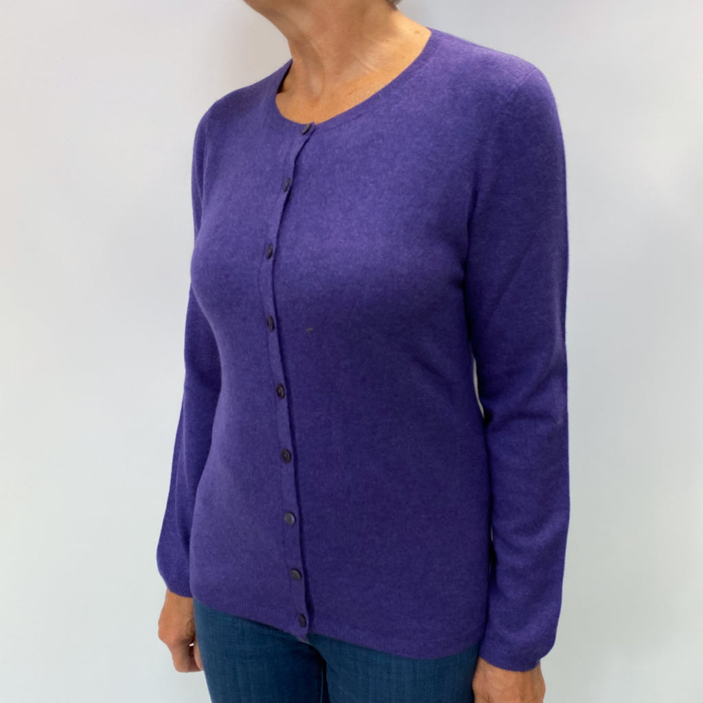 Amethyst Purple Cashmere Crew Neck Cardigan Medium