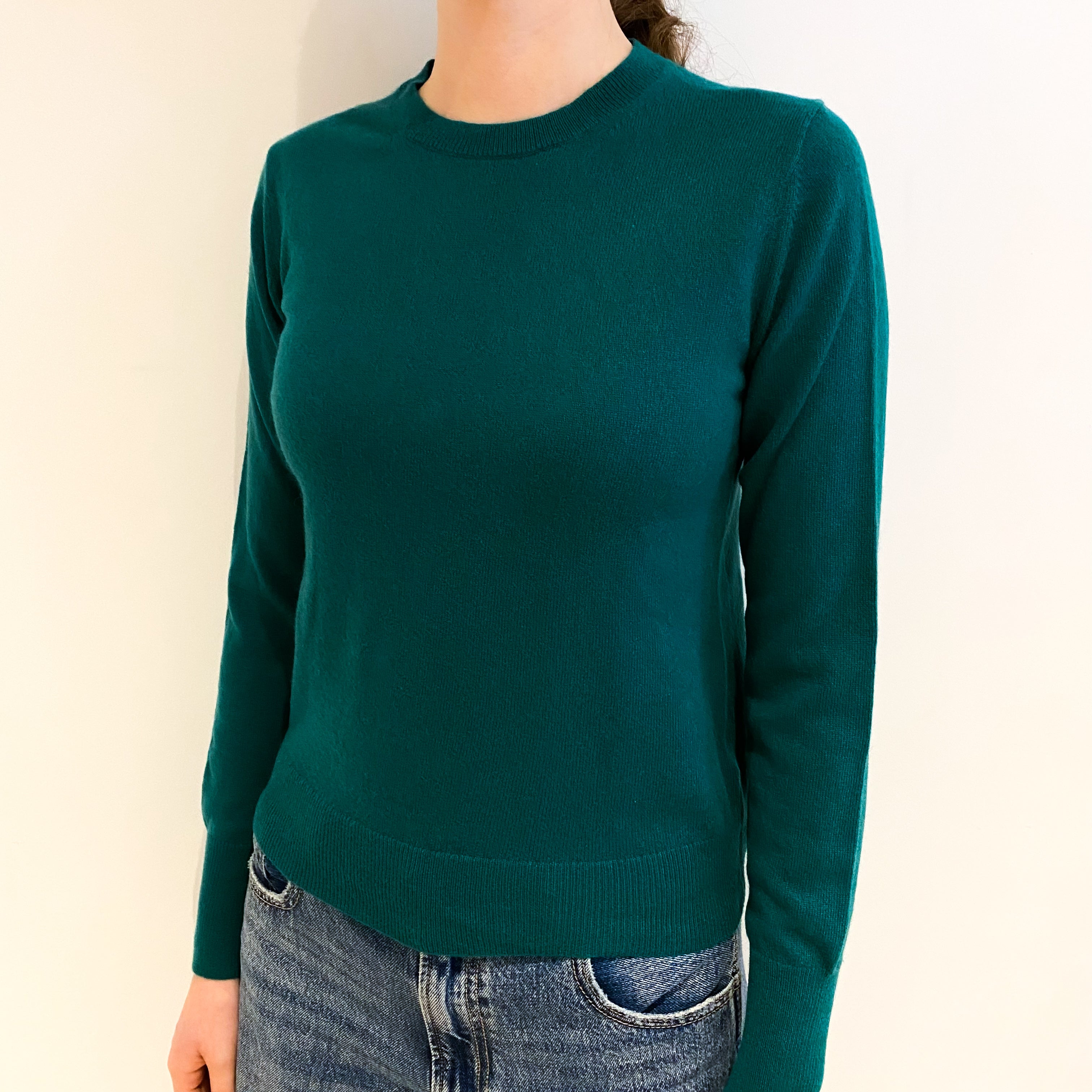 Shamrock Green Cashmere Crew Neck Jumper Extra Small