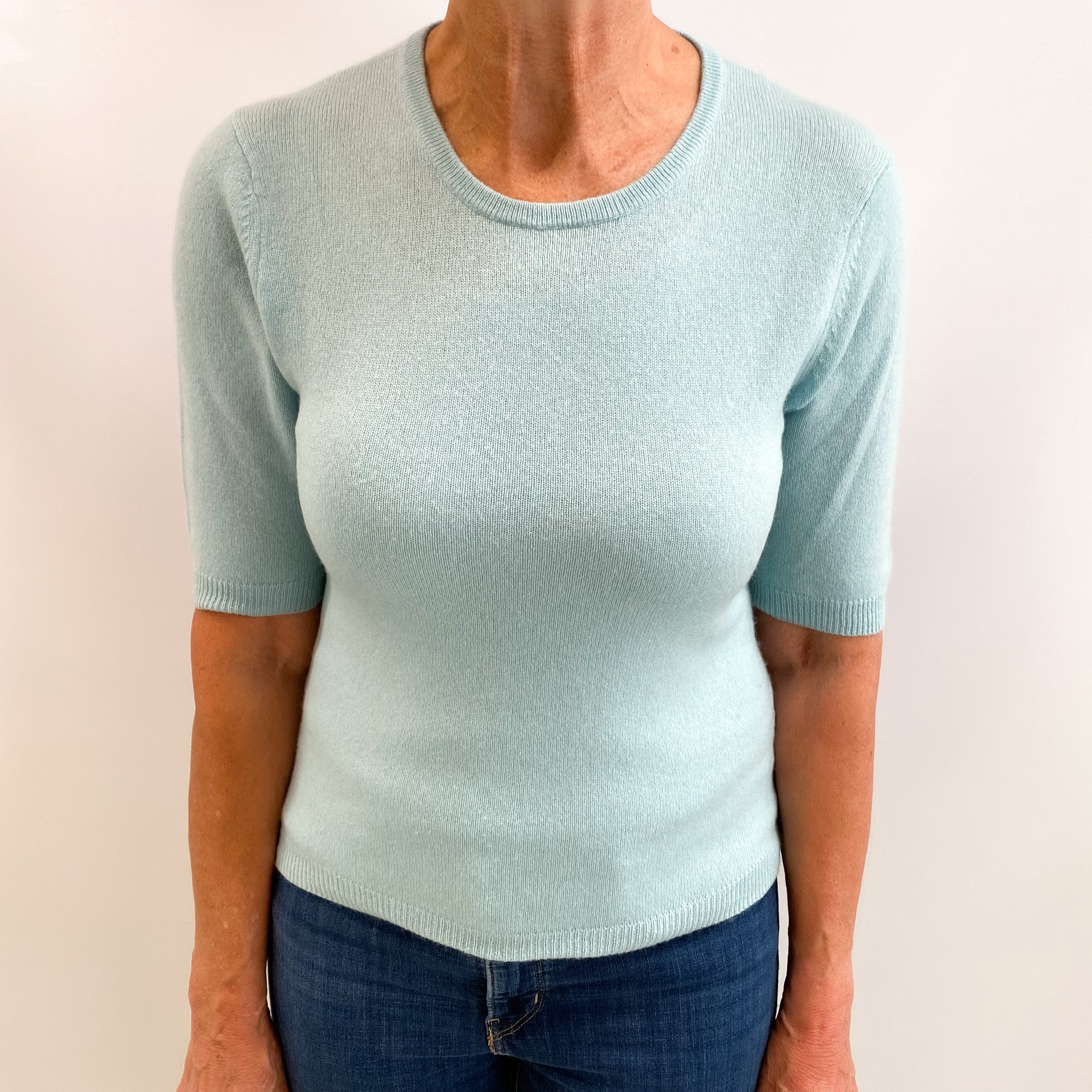 Opal Green Cashmere Crew Neck Jumper Medium