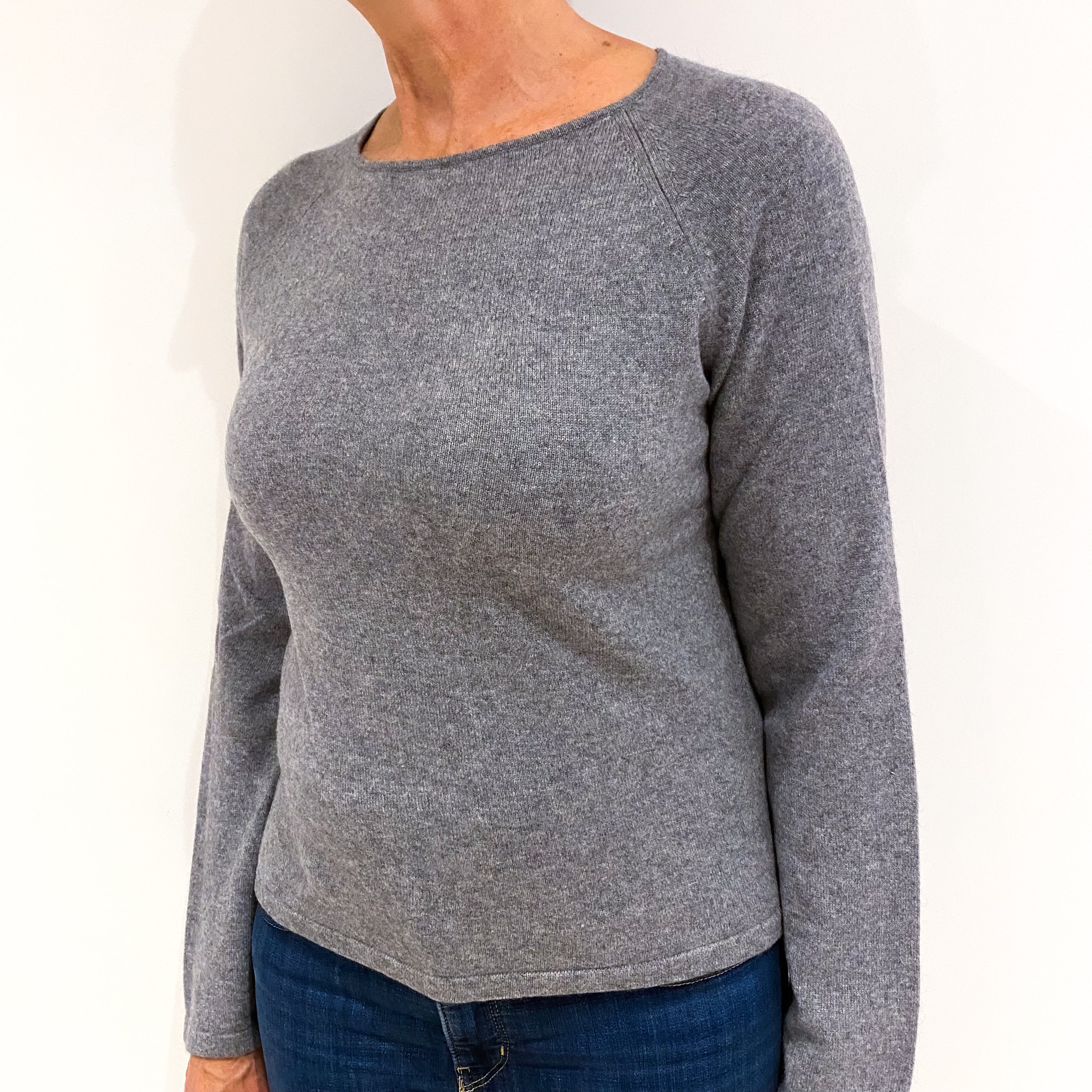 Smoke Grey Cashmere Crew Neck Jumper Medium
