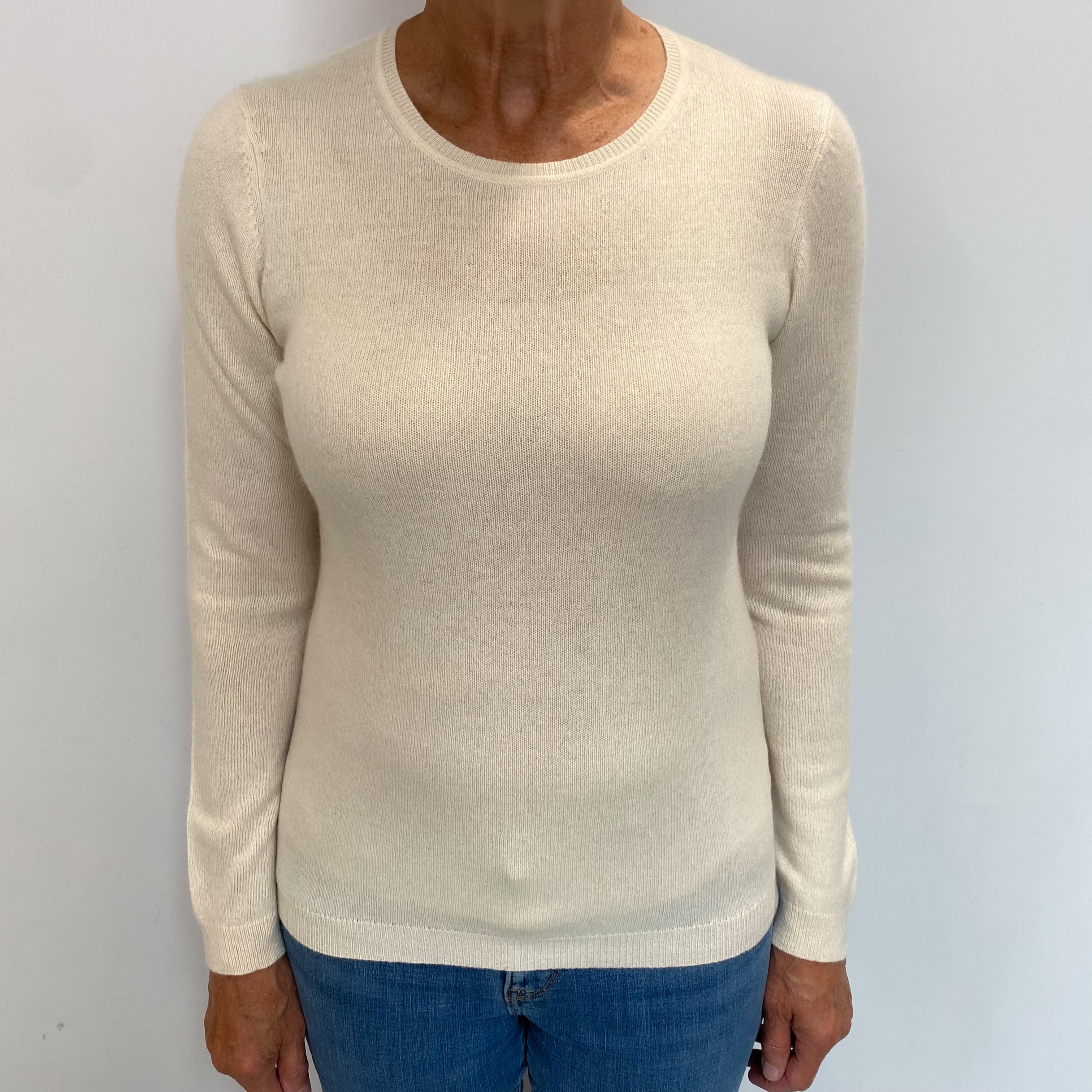 Vanilla Cream Cashmere Crew Neck Jumper Medium