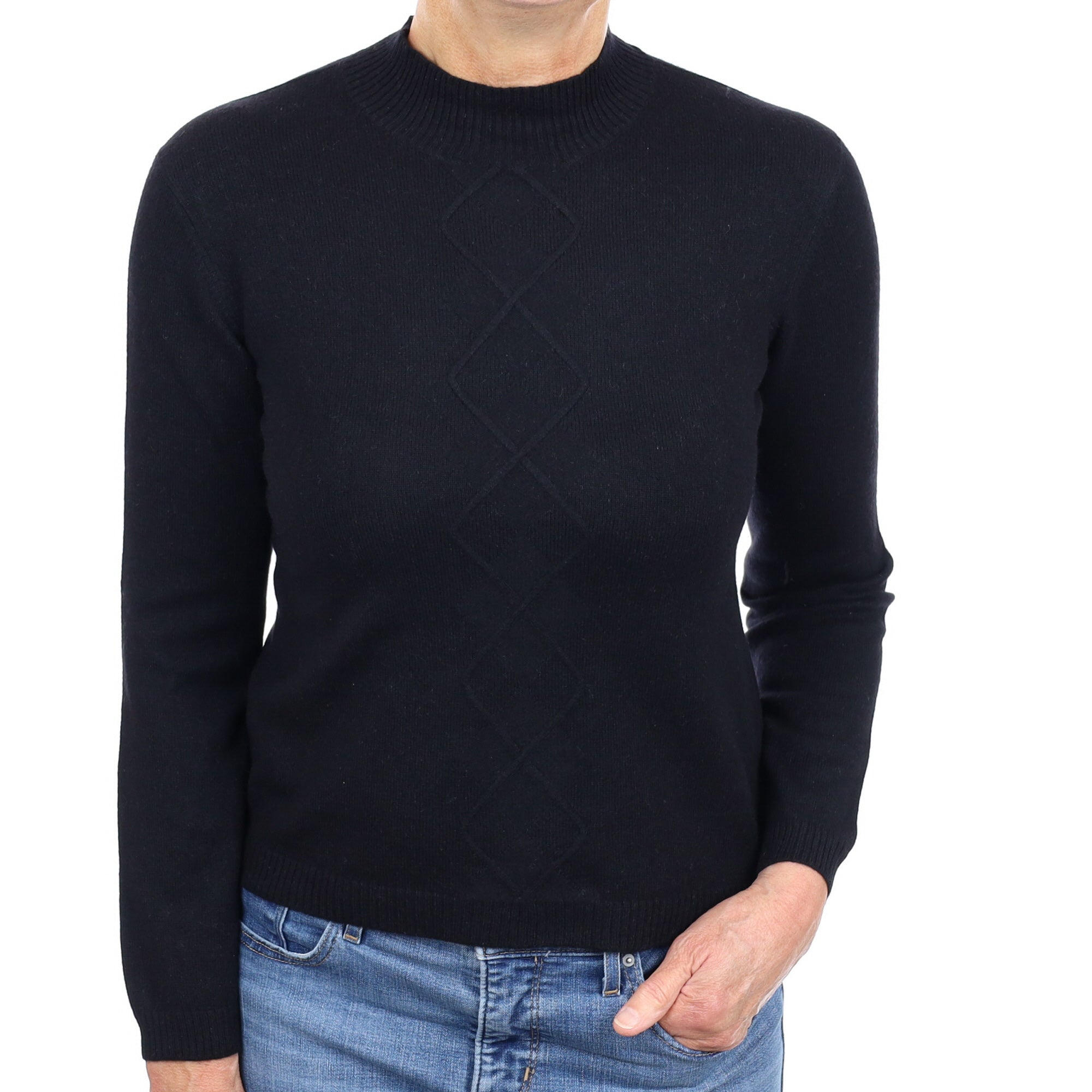 Black Diamond Detail Cashmere Turtle Neck Jumper Medium
