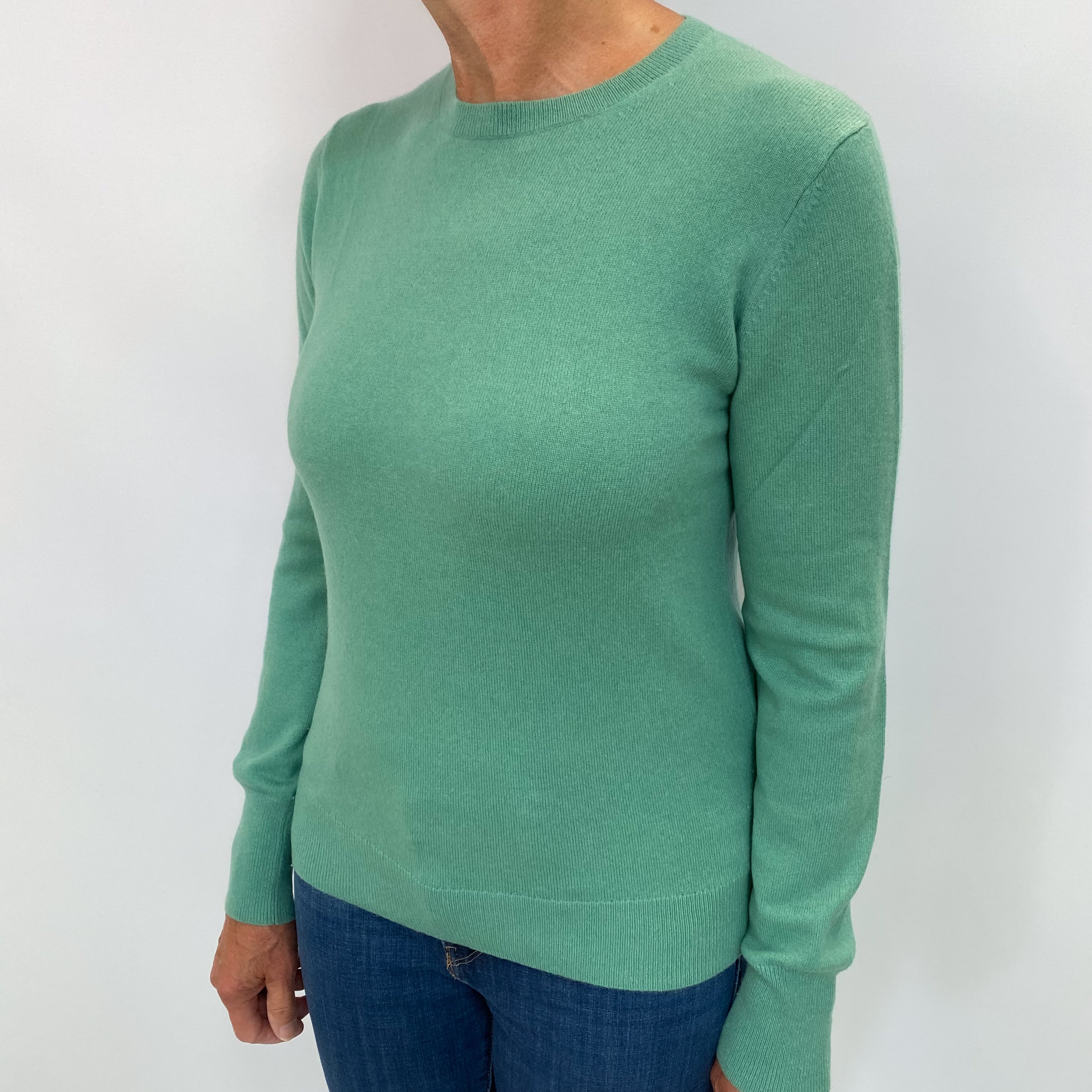 Seafoam Green Cashmere Crew Neck Jumper Medium