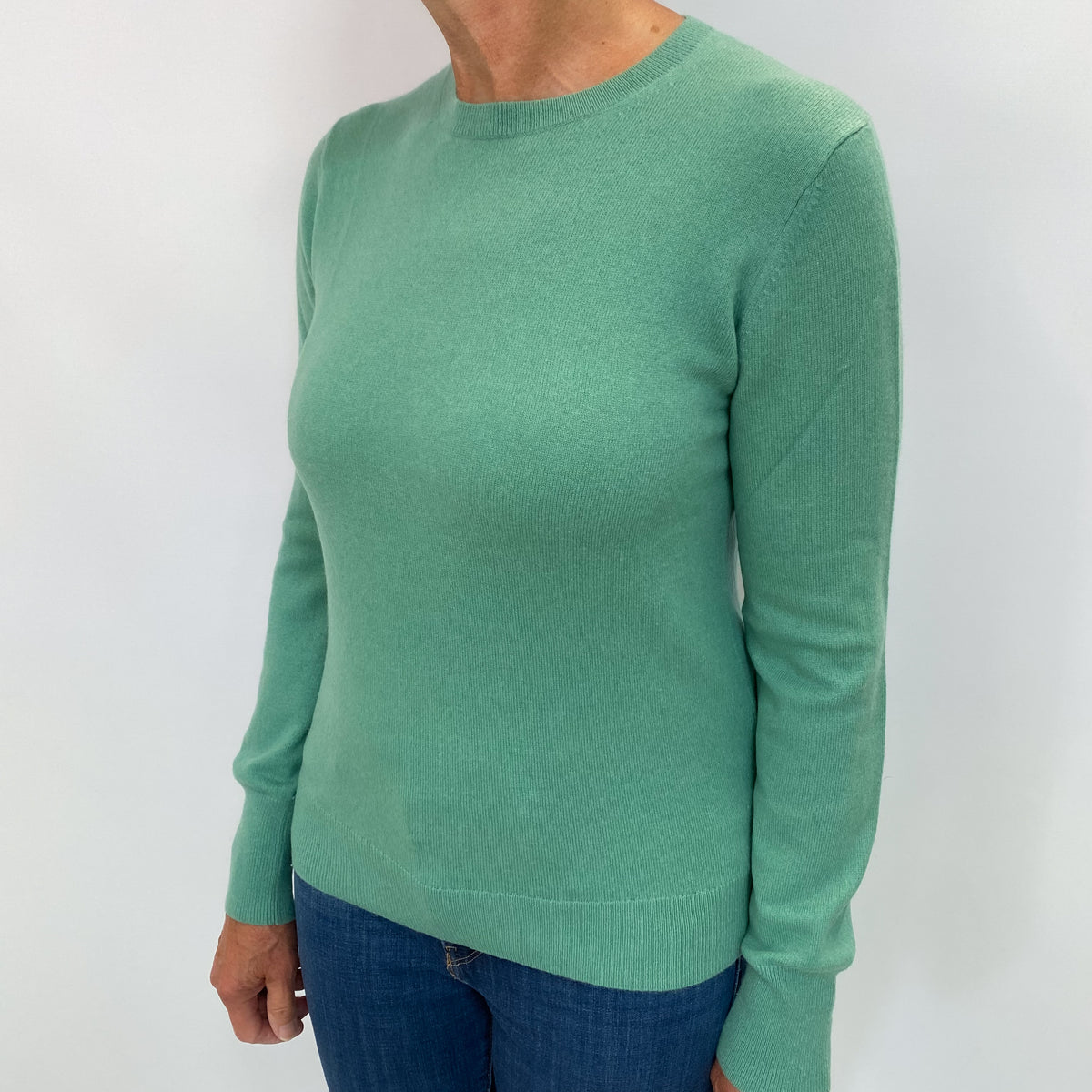 Seafoam Green Cashmere Crew Neck Jumper Medium