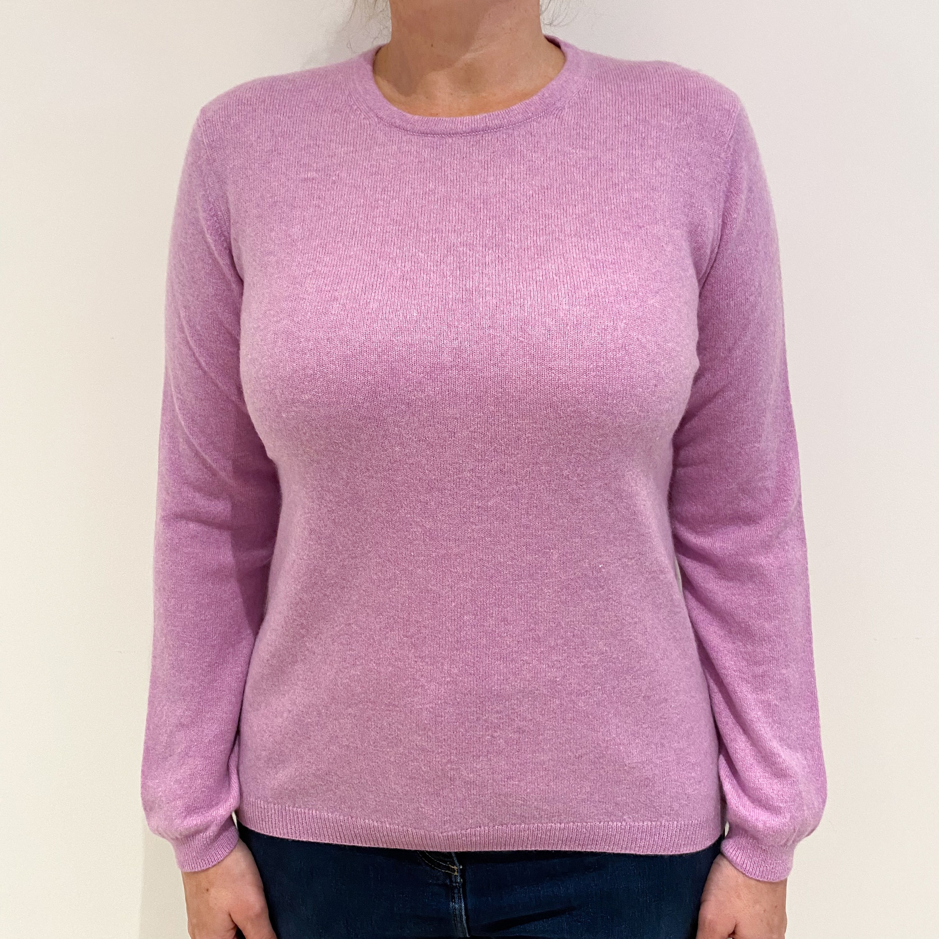 Mauve Pink Cashmere Crew Neck Jumper Large