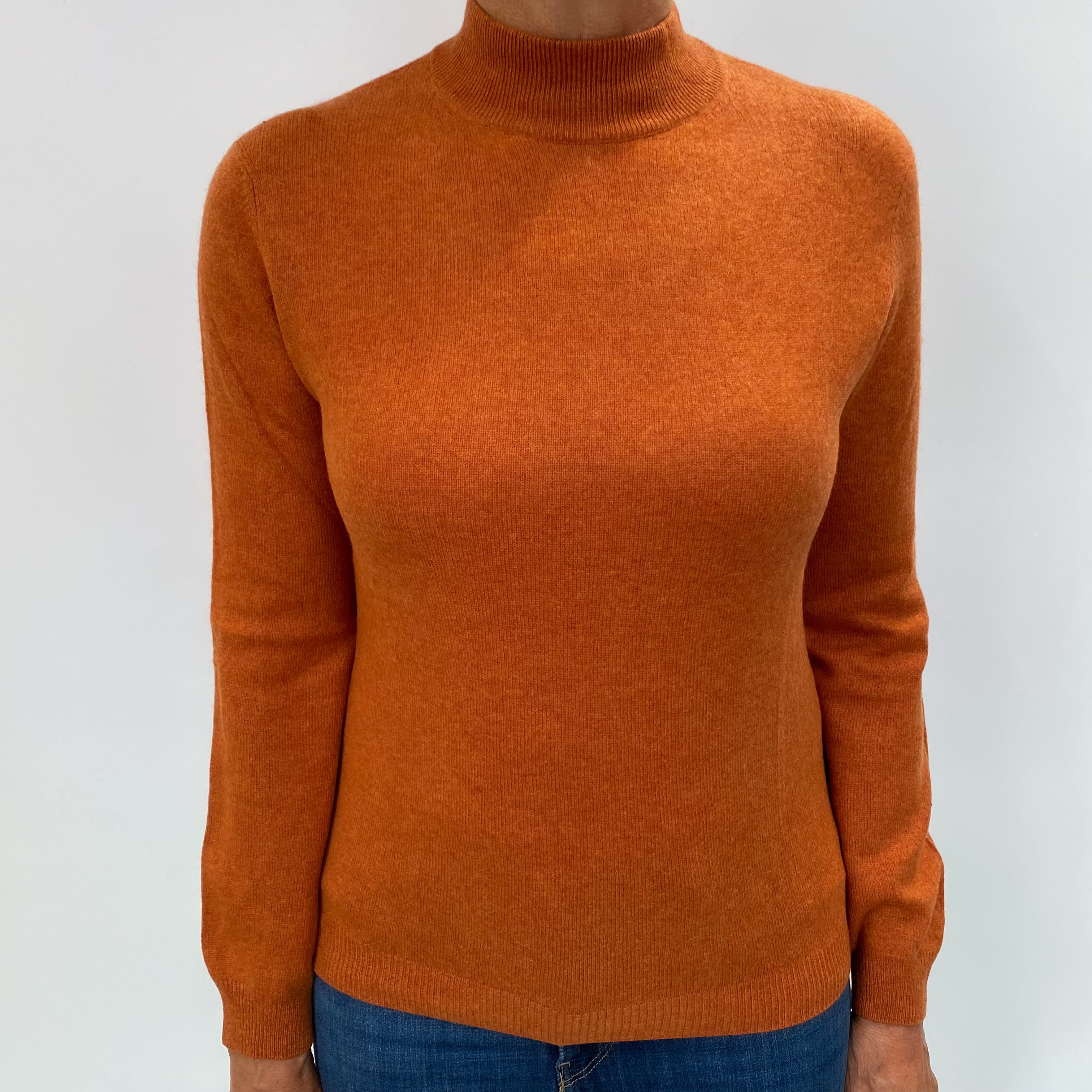 Burnt Orange Cashmere Turtle Neck Jumper Medium