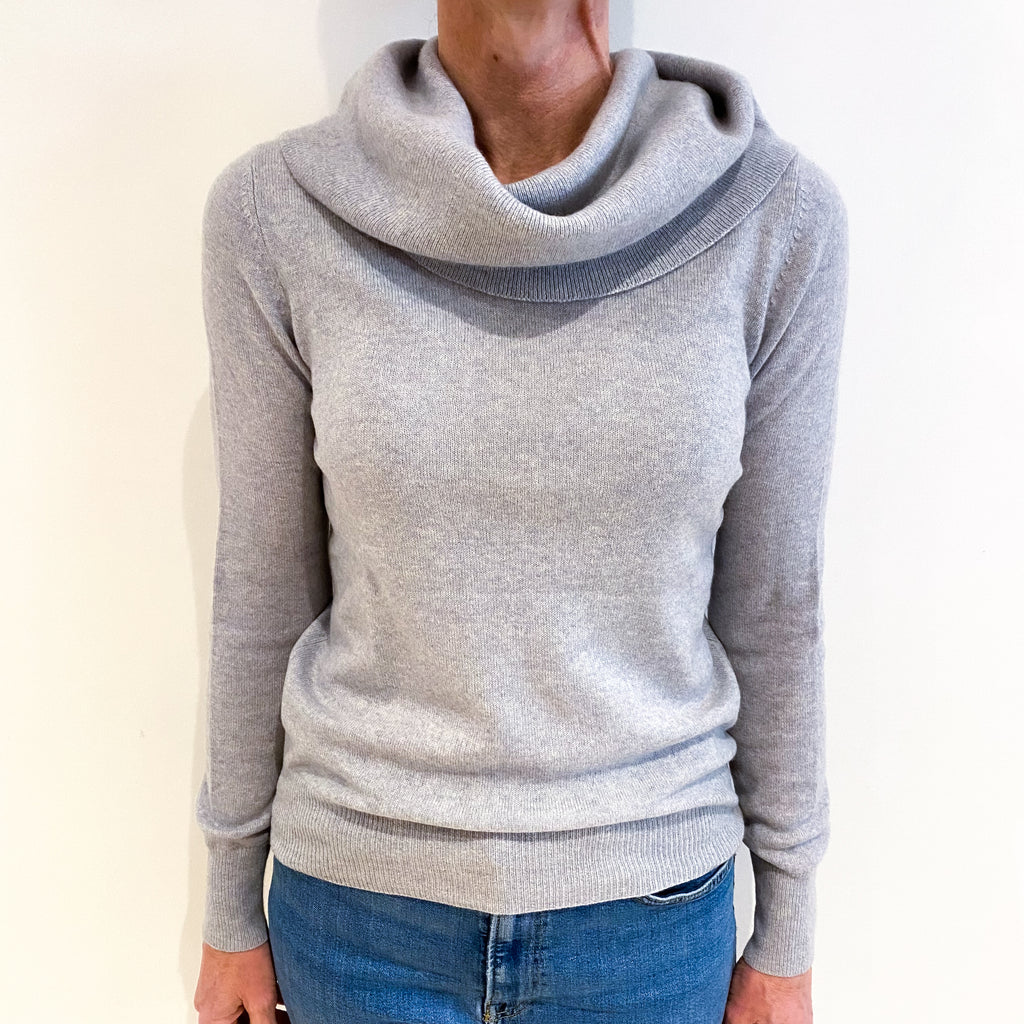 Mist Grey Cashmere Cowl Neck Jumper Small