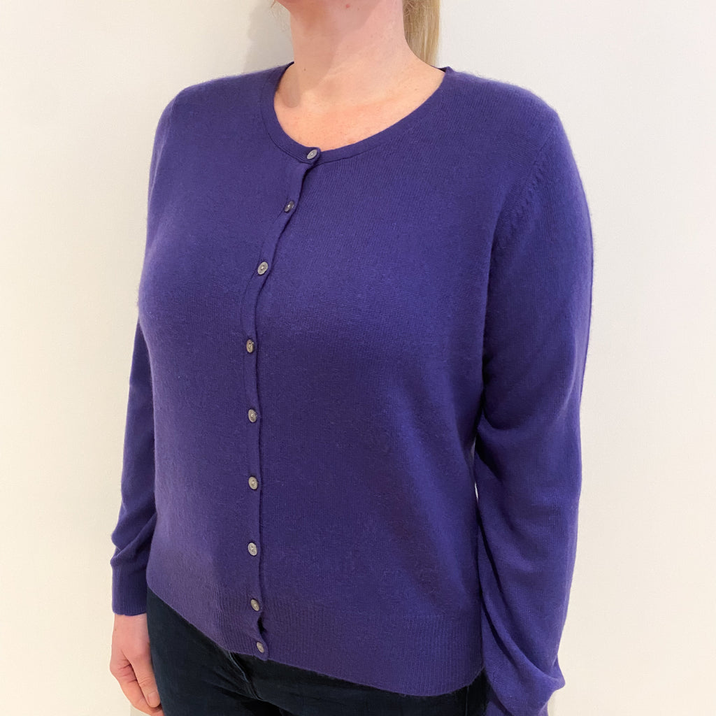 Amethyst Purple Cashmere Crew Neck Cardigan Large