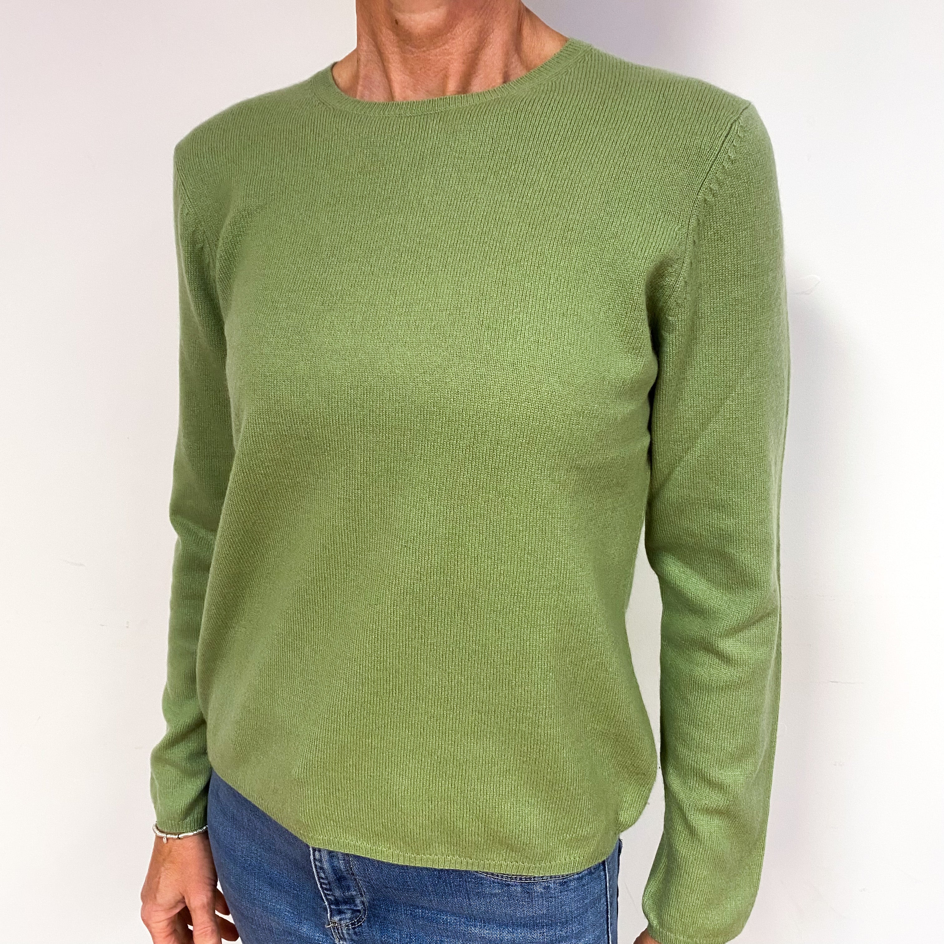 Pear Green Cashmere Crew Neck Jumper Medium