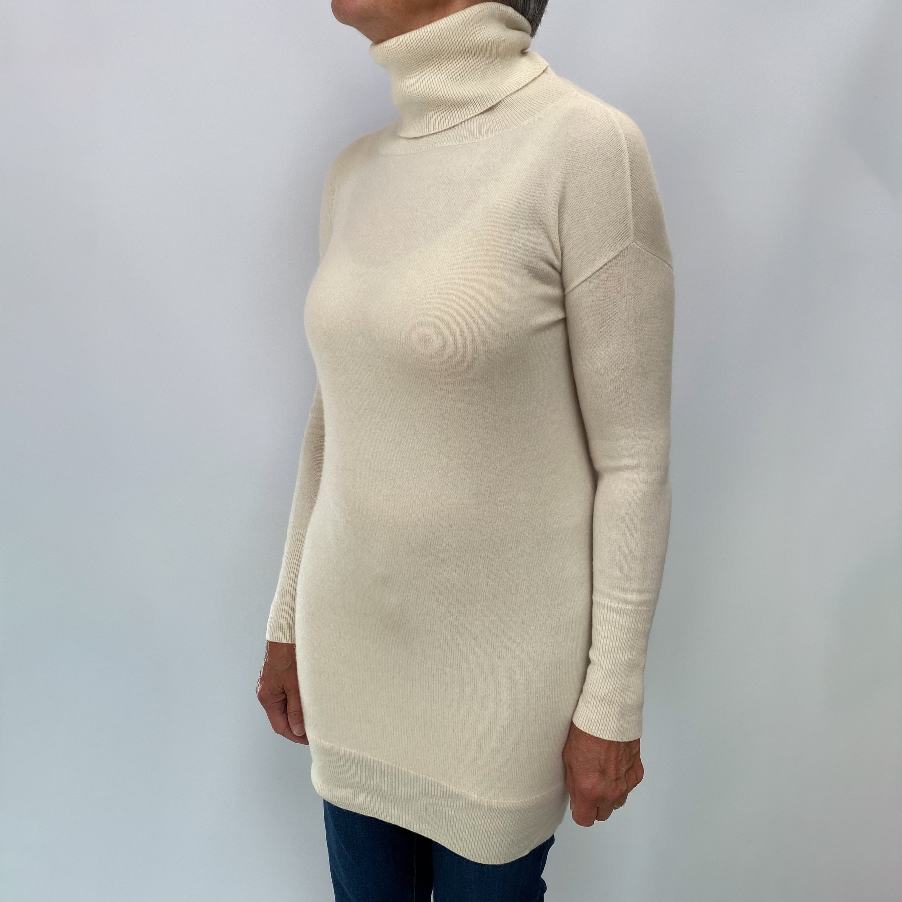 Cream Cashmere Polo Neck Jumper Medium