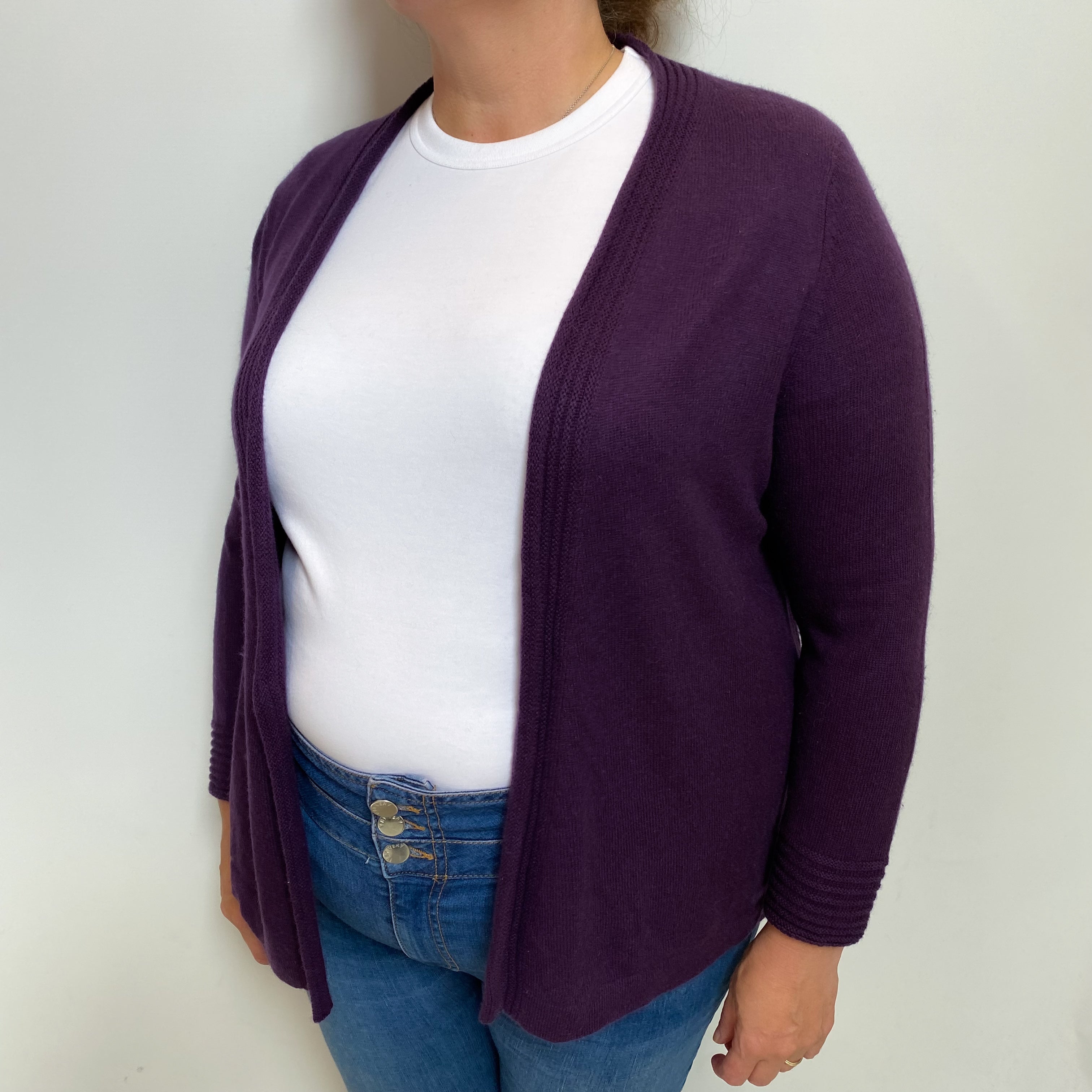 Blueberry Purple Cashmere Edge To Edge Cardigan Extra Large