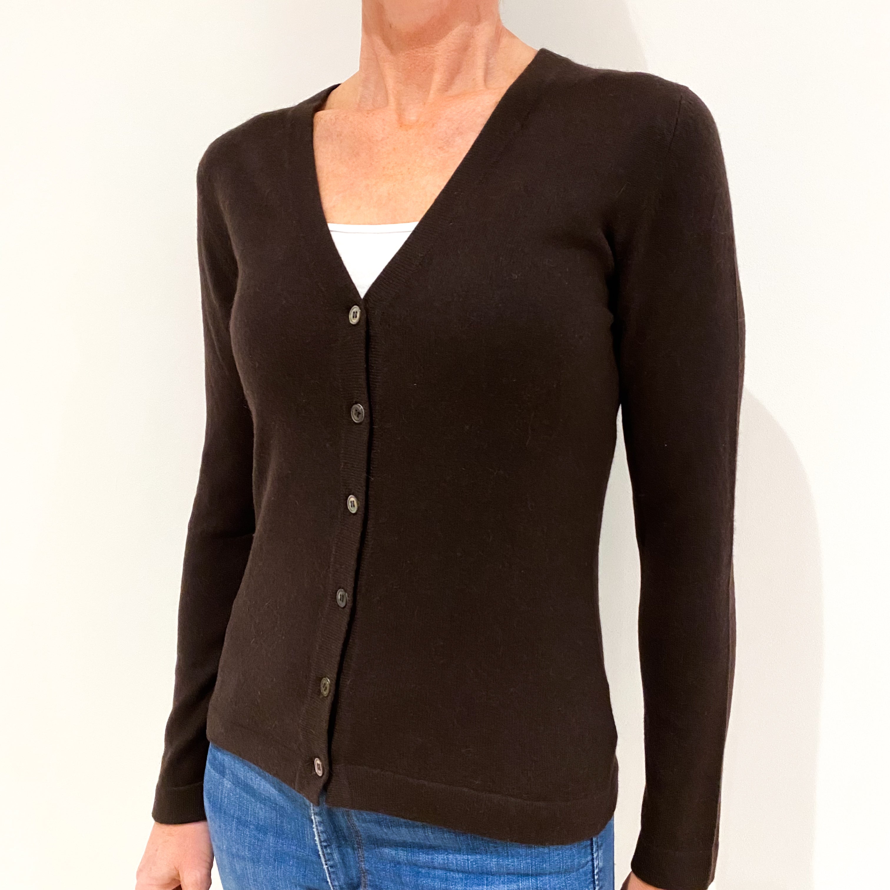 Peppercorn Brown Cashmere Cardigan Small