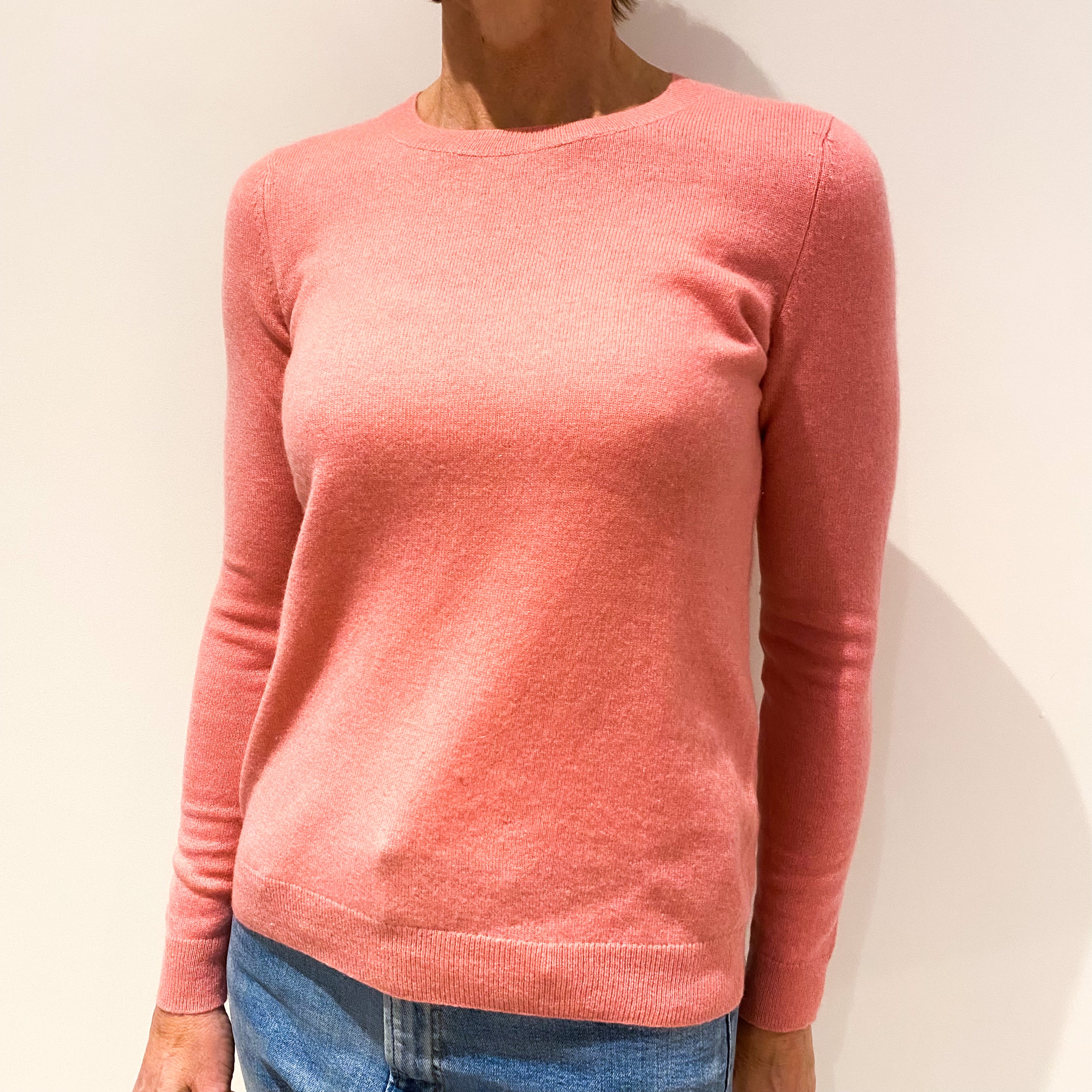 Blush Pink Cashmere Crew Neck Jumper Small