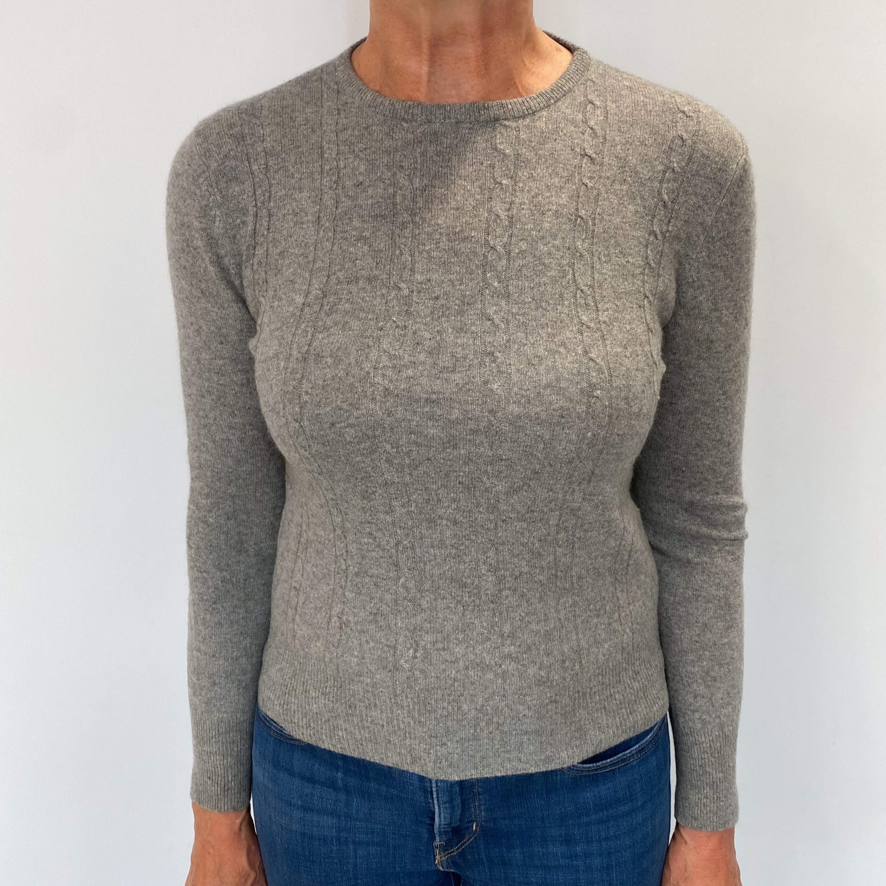 Ash Grey Cashmere Crew Neck Jumper Medium