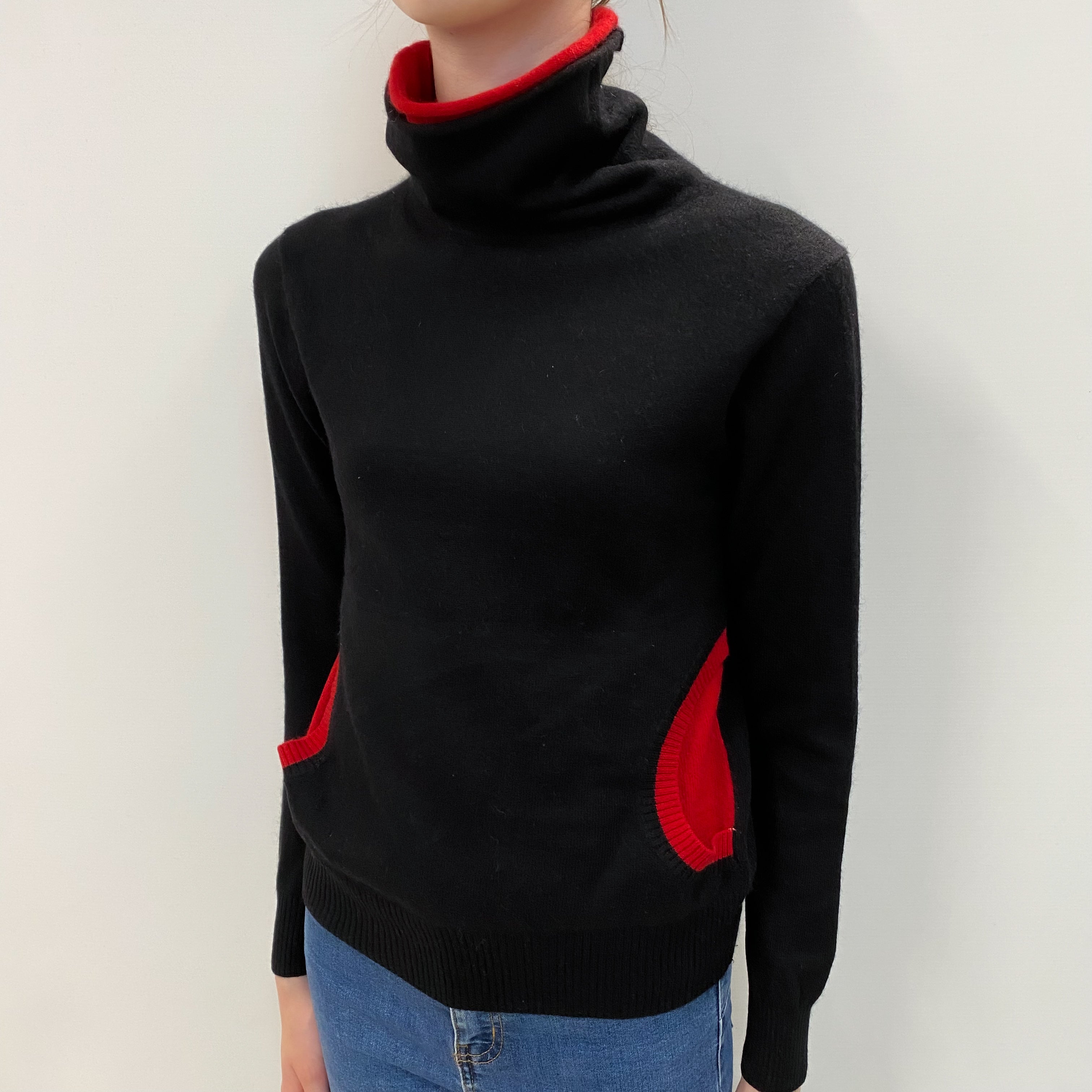 Black Cashmere Funnel Neck Jumper Extra Small