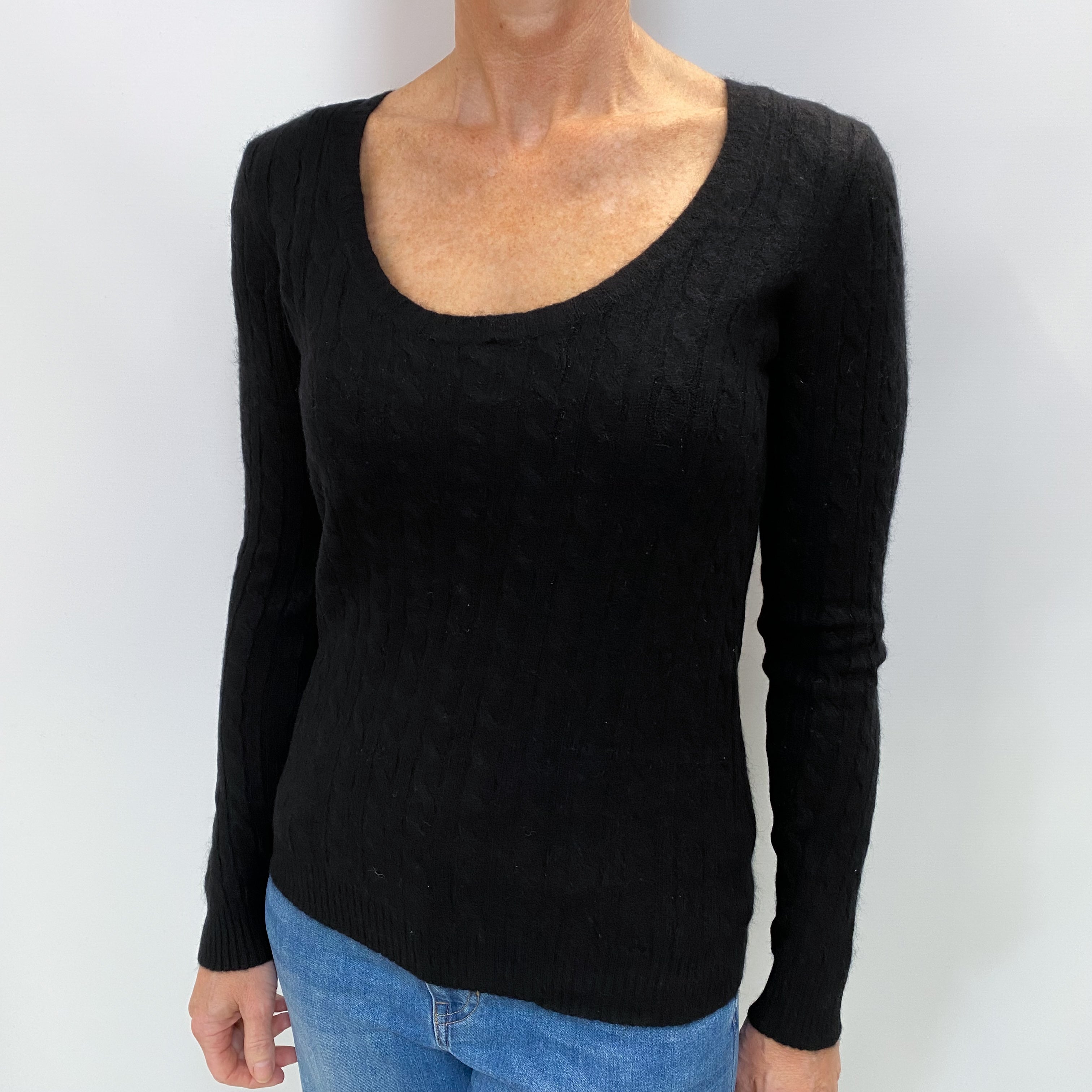 Black Cashmere Scoop Neck Jumper Small