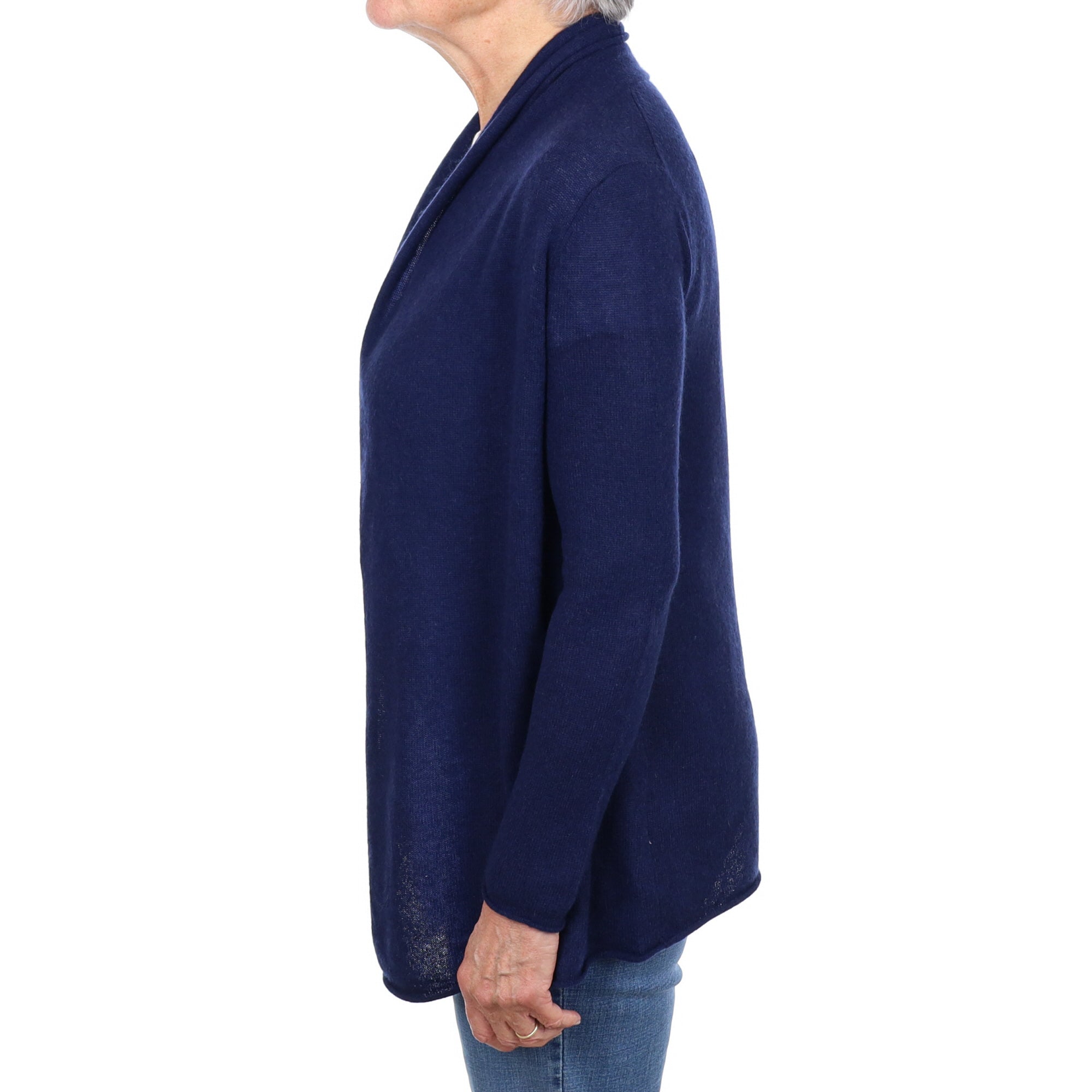 French Navy Cashmere Edge To Edge Cardigan Medium