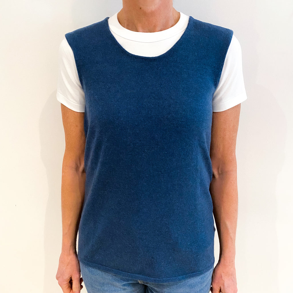 Ocean Blue Cashmere Scoop Neck Tank Top Small