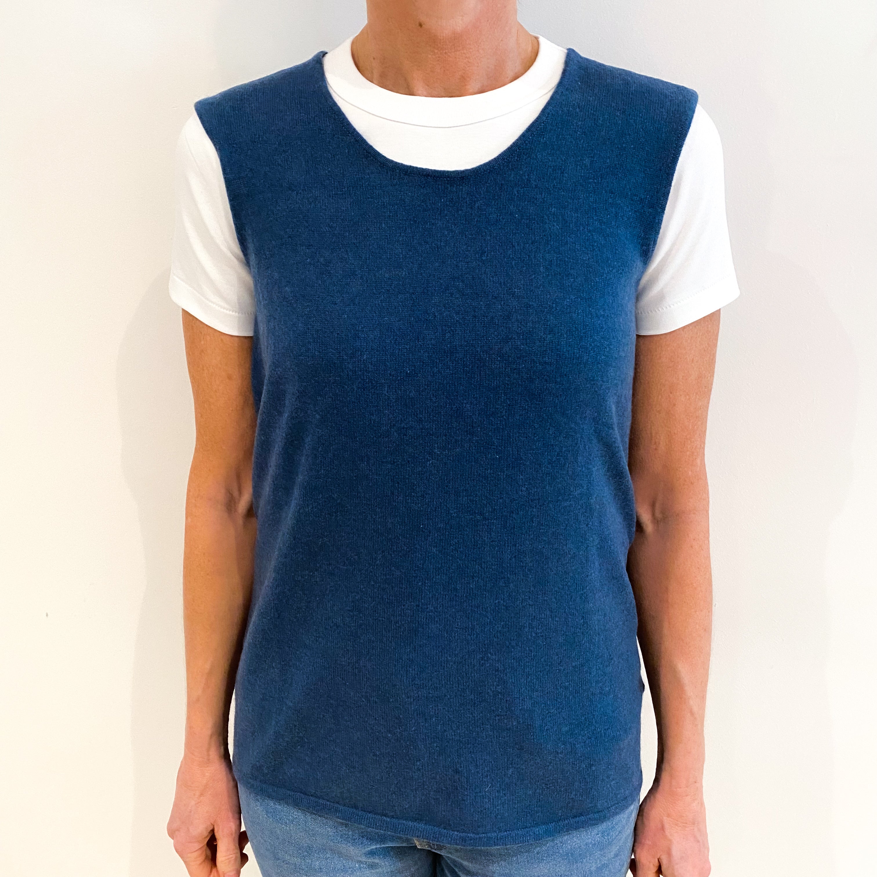 Ocean Blue Cashmere Scoop Neck Tank Top Small