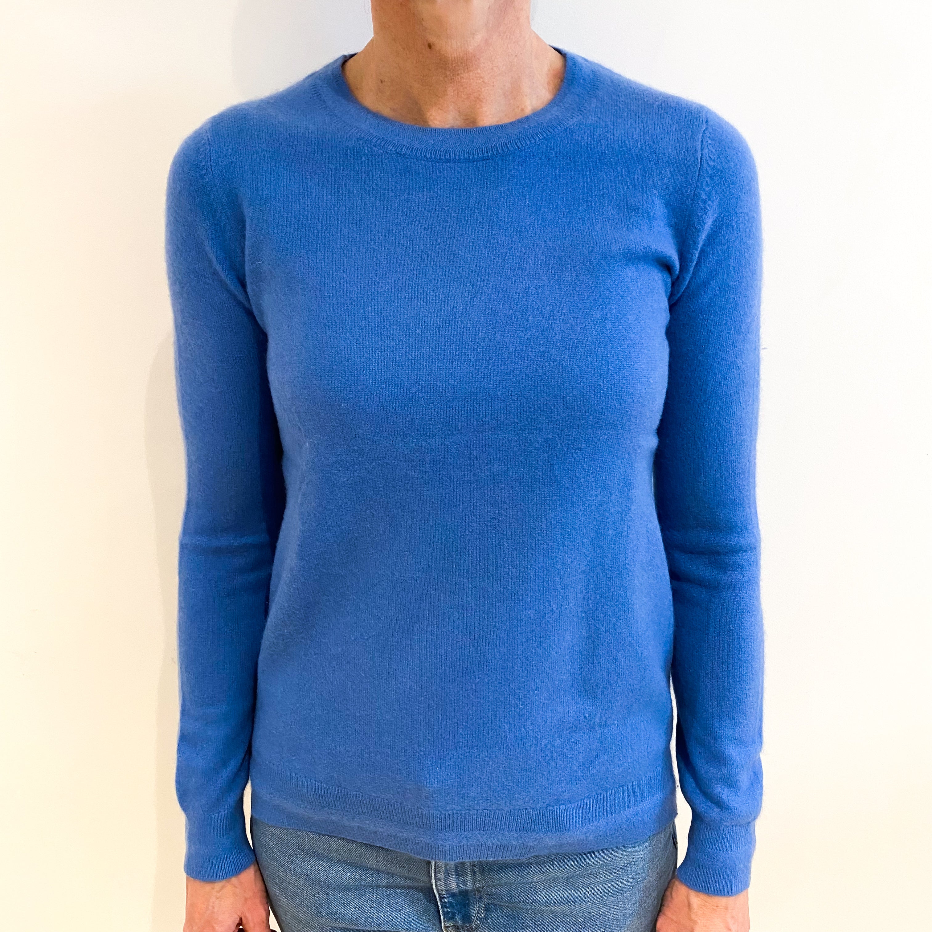 Cornflower Blue Cashmere Crew Neck Jumper Small