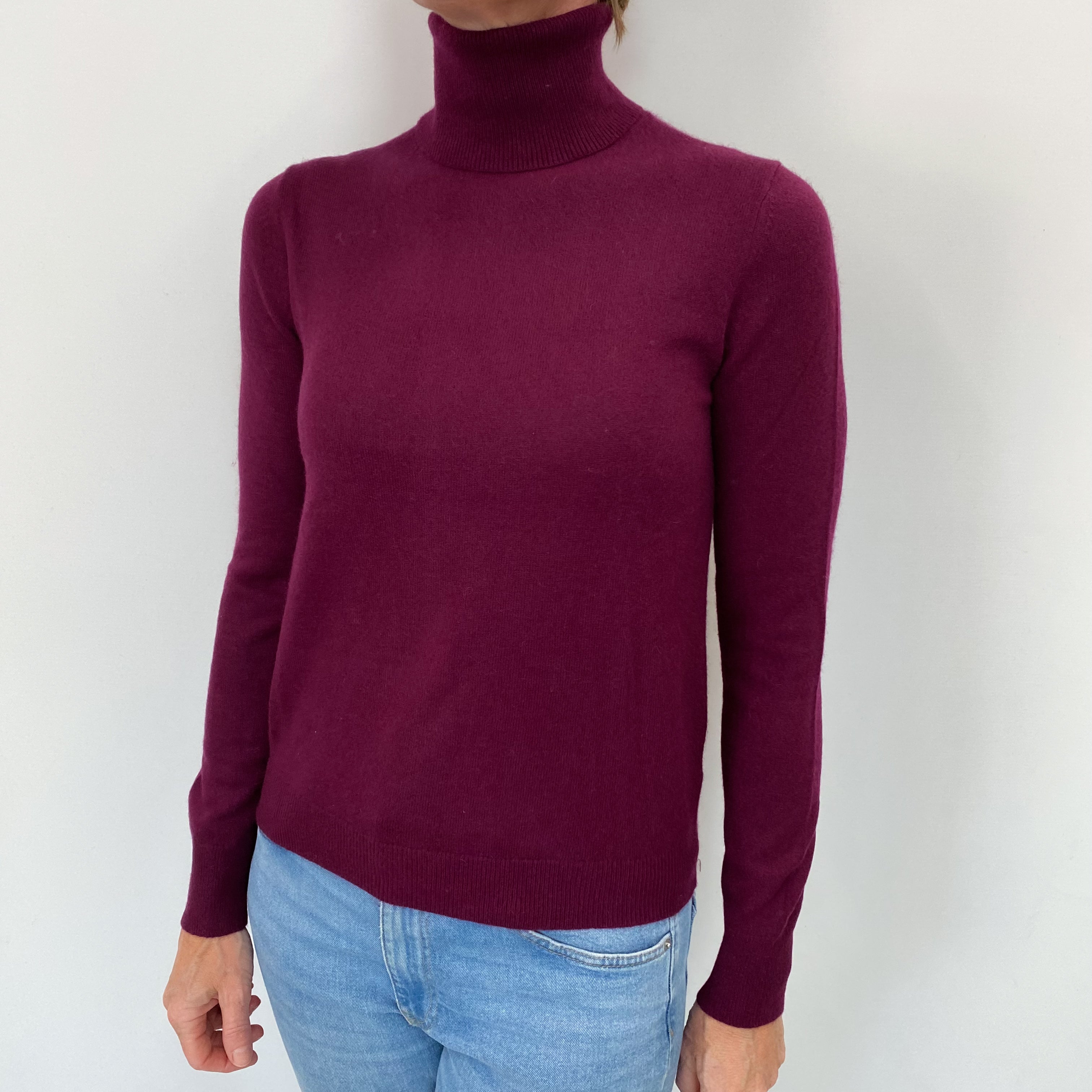 Mulberry Purple Cashmere Polo Neck Jumper Small