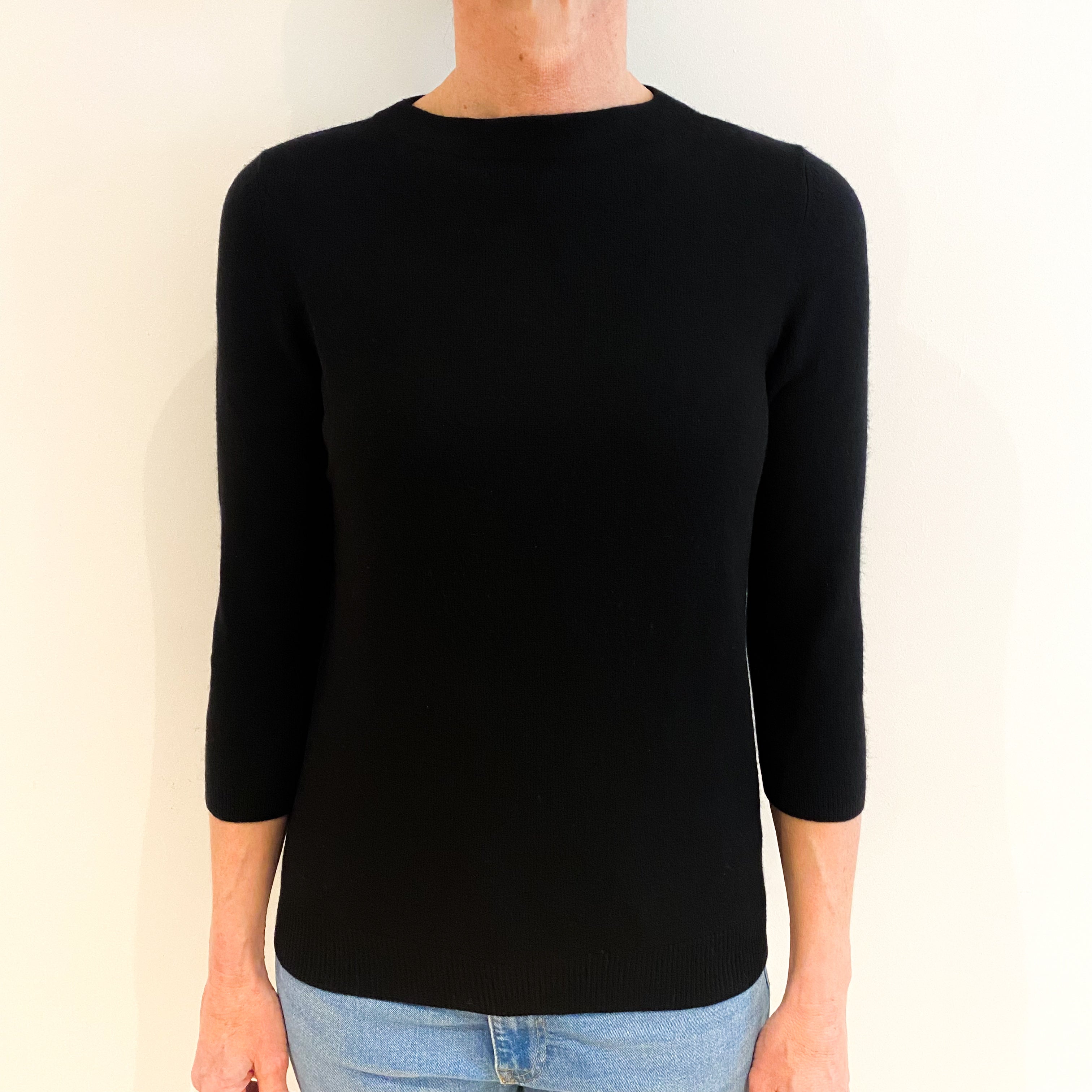 Black Cashmere Crew Neck Jumper Small