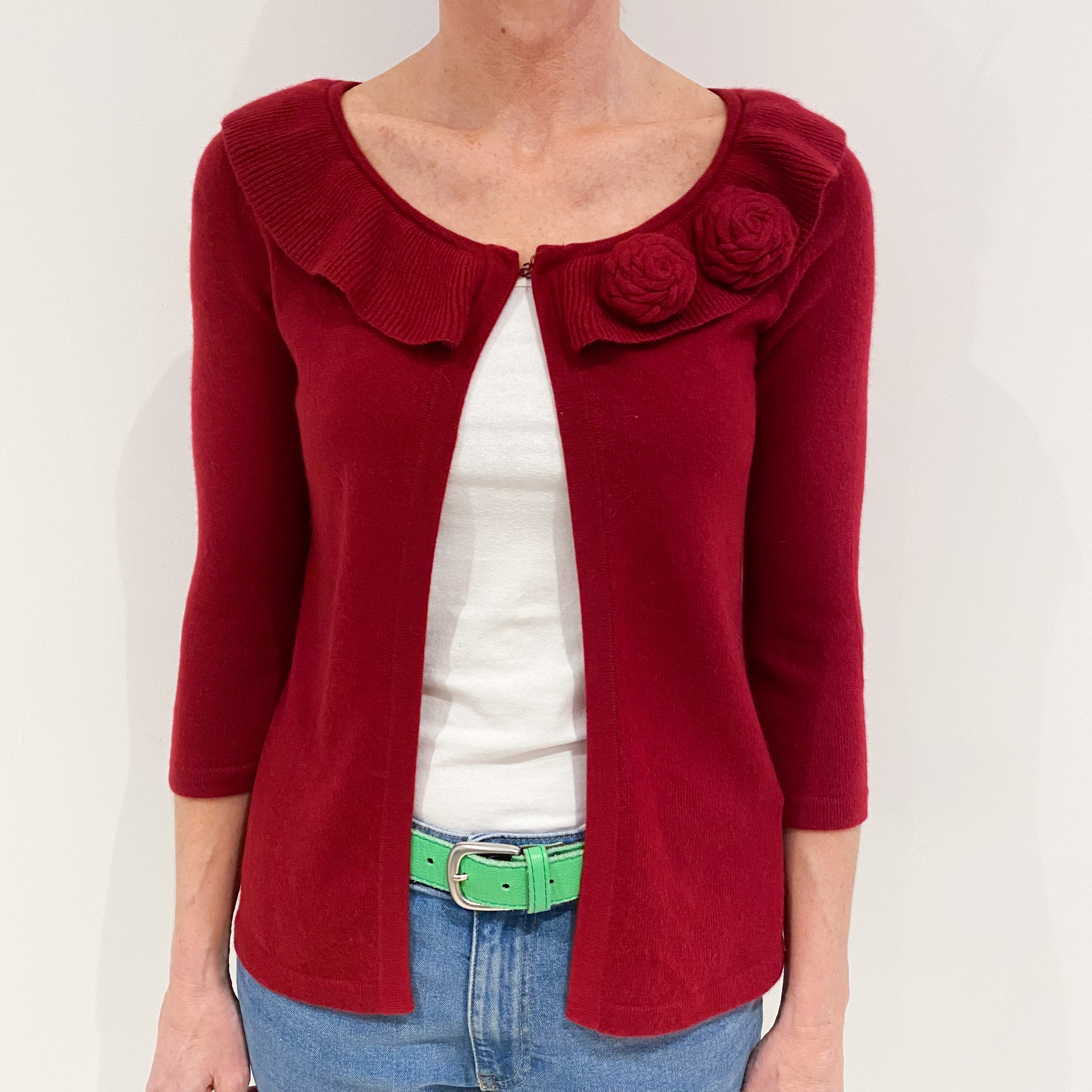 Crimson Red Cashmere Cardigan Small