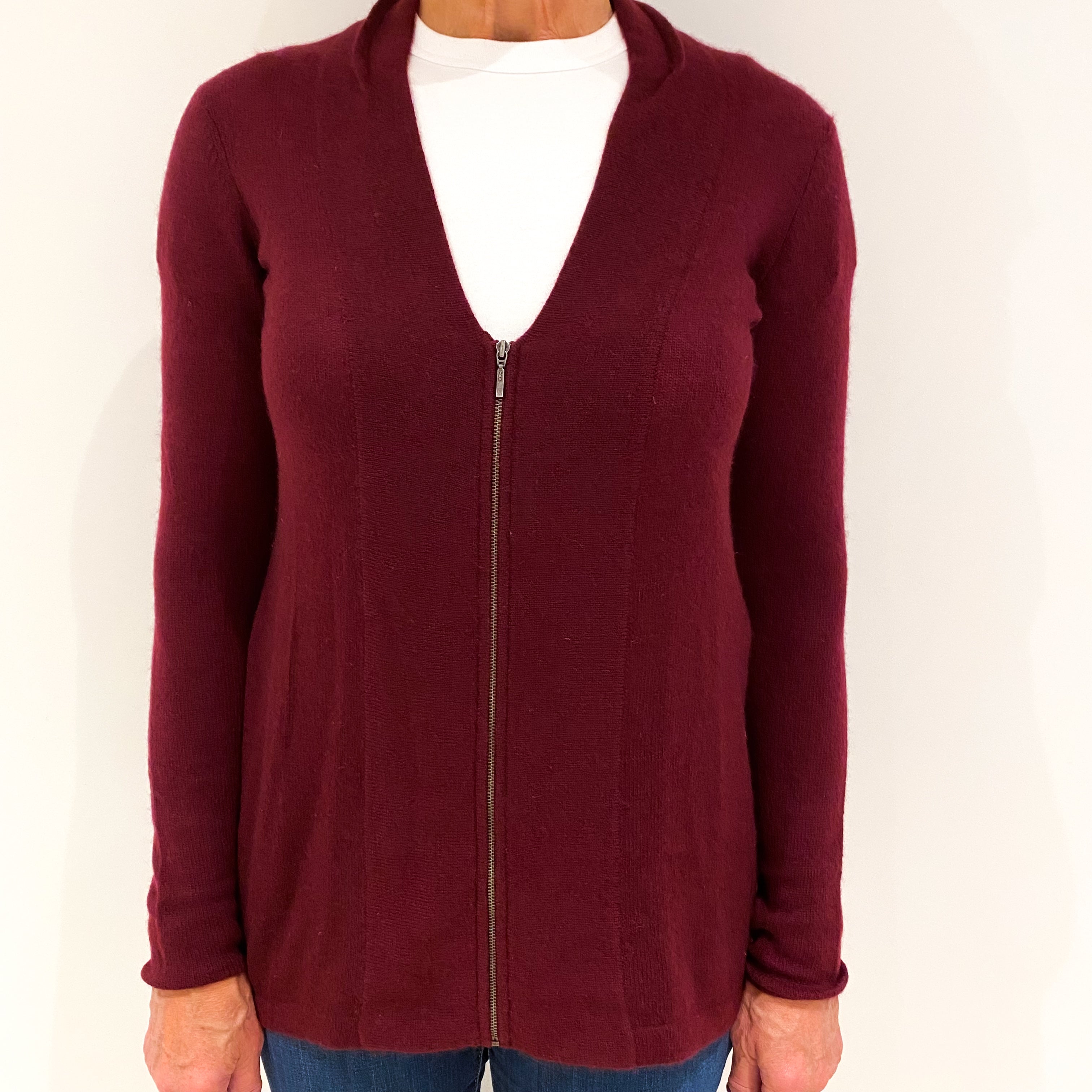 Mulled Wine Red Cashmere Cardigan Medium
