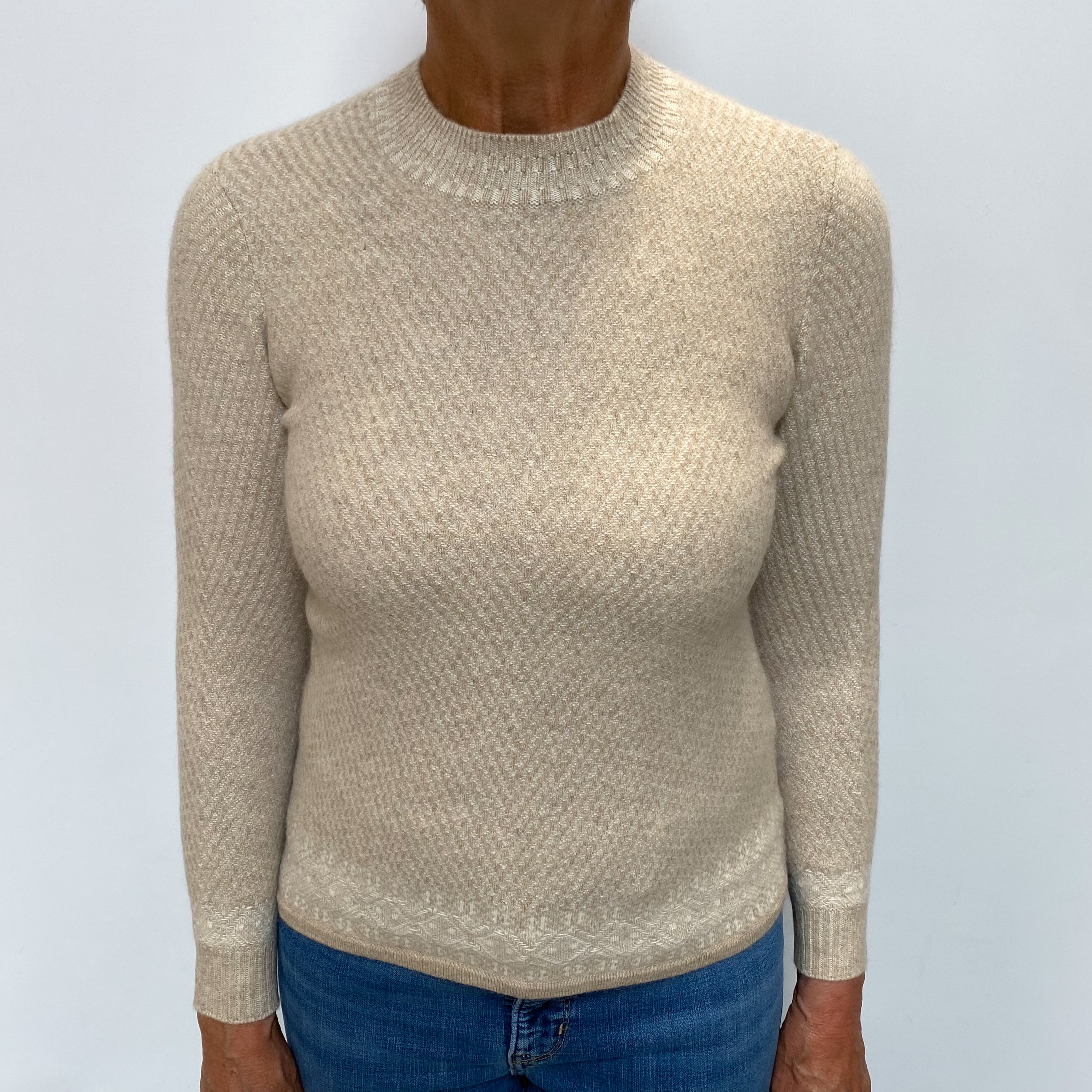 Cream Beige Cashmere Turtle Neck Jumper Medium