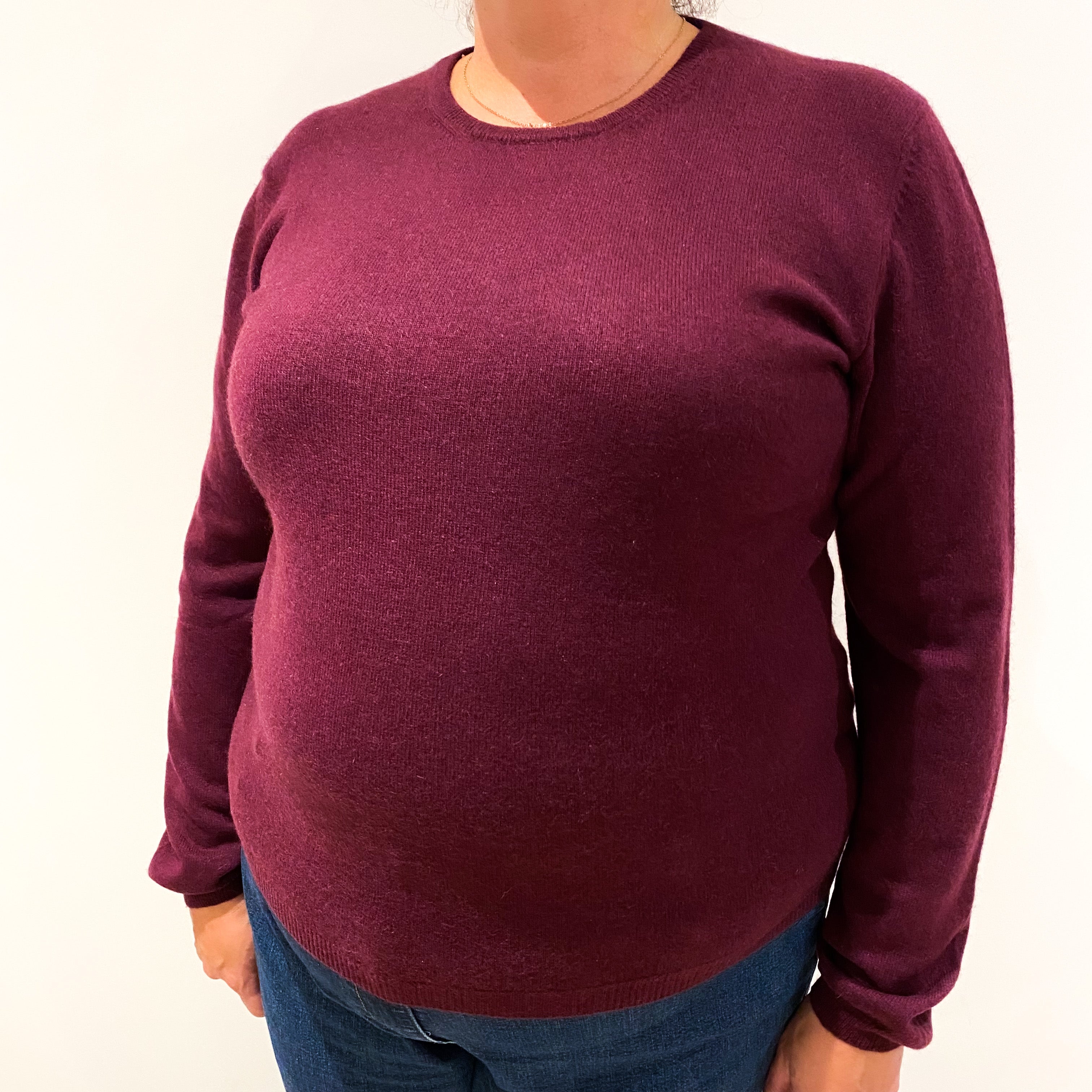 Mulberry Purple Cashmere Crew Neck Jumper Extra Large