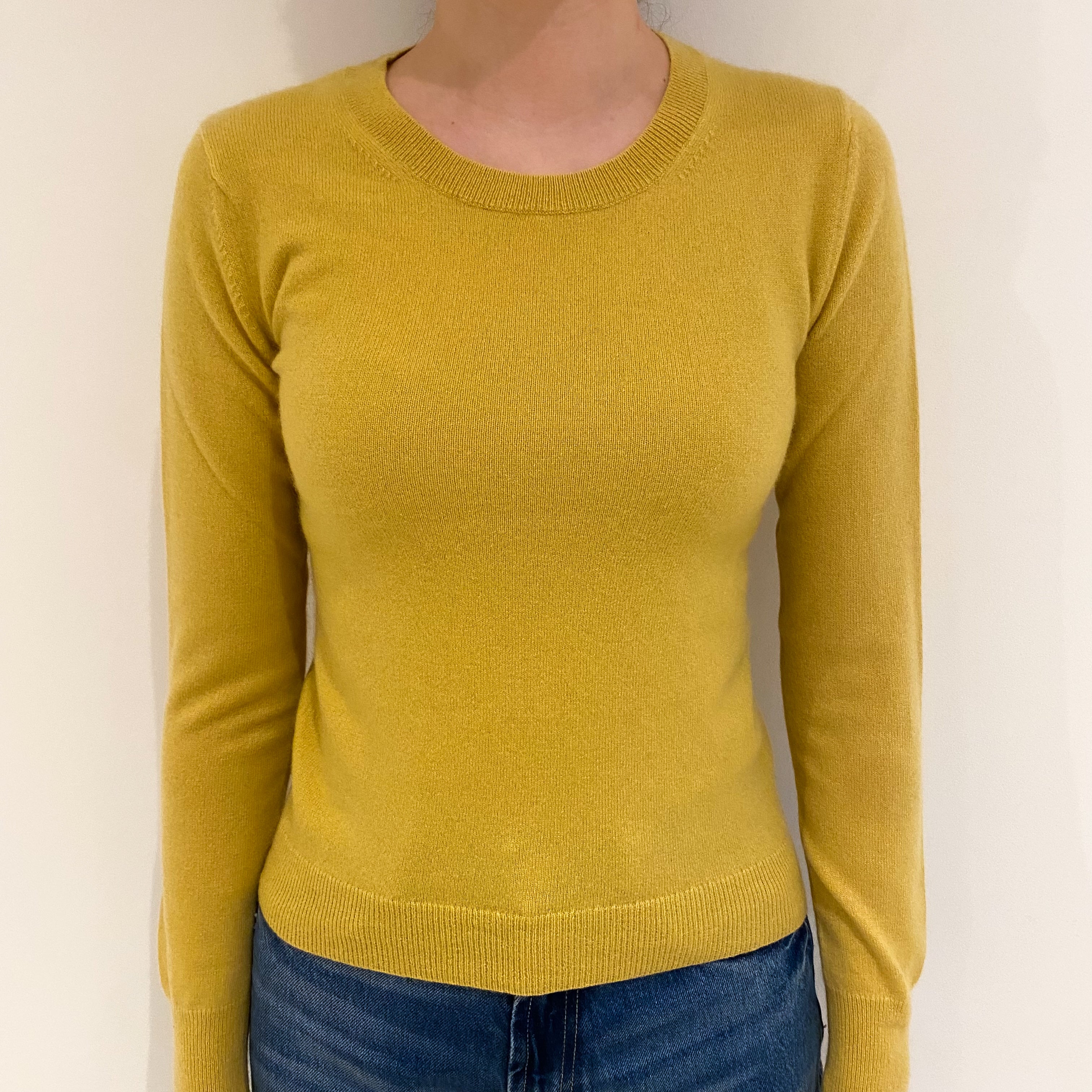 Mustard Yellow Cashmere Crew Neck Jumper Extra Small
