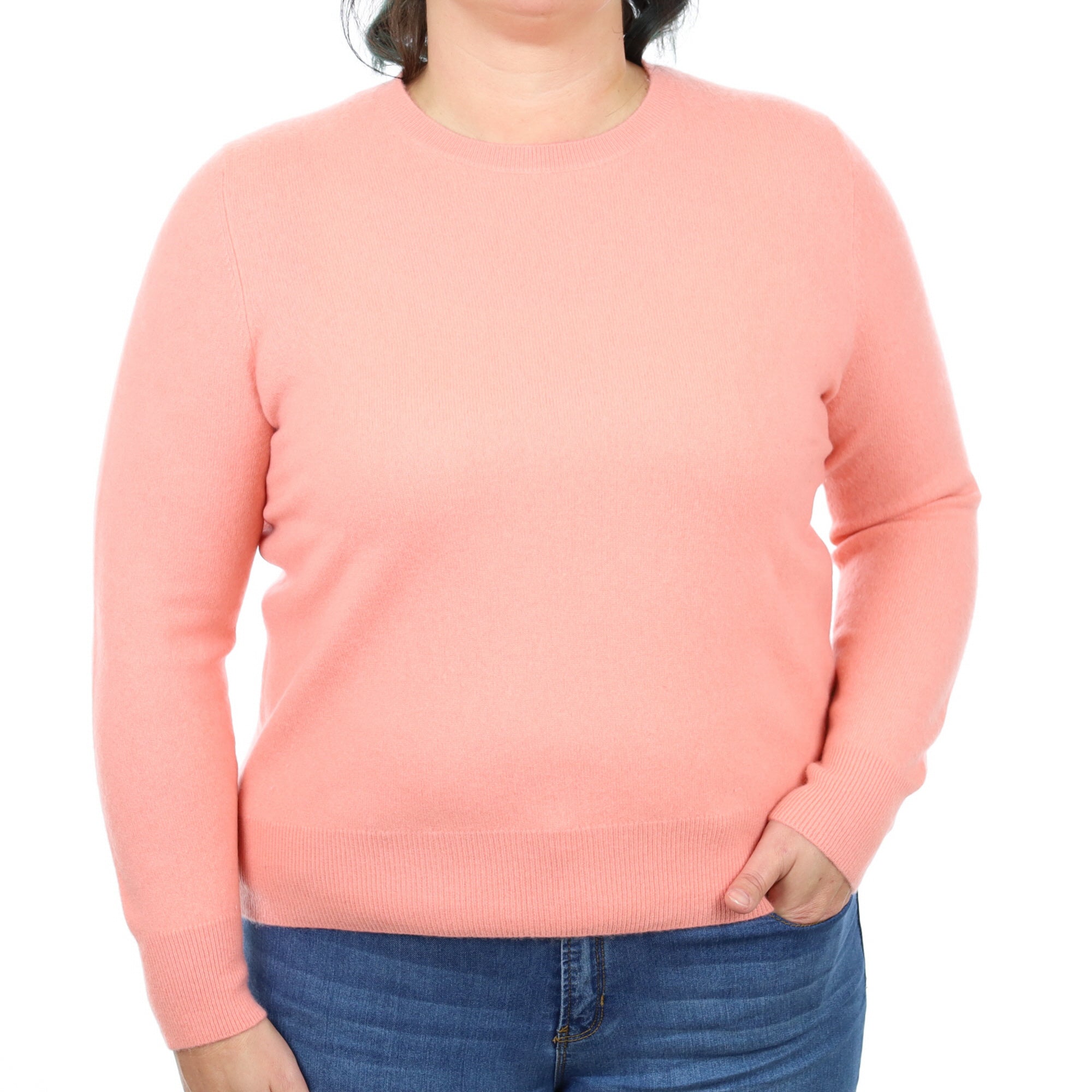 Muted Coral Cashmere Crew Neck Jumper Large
