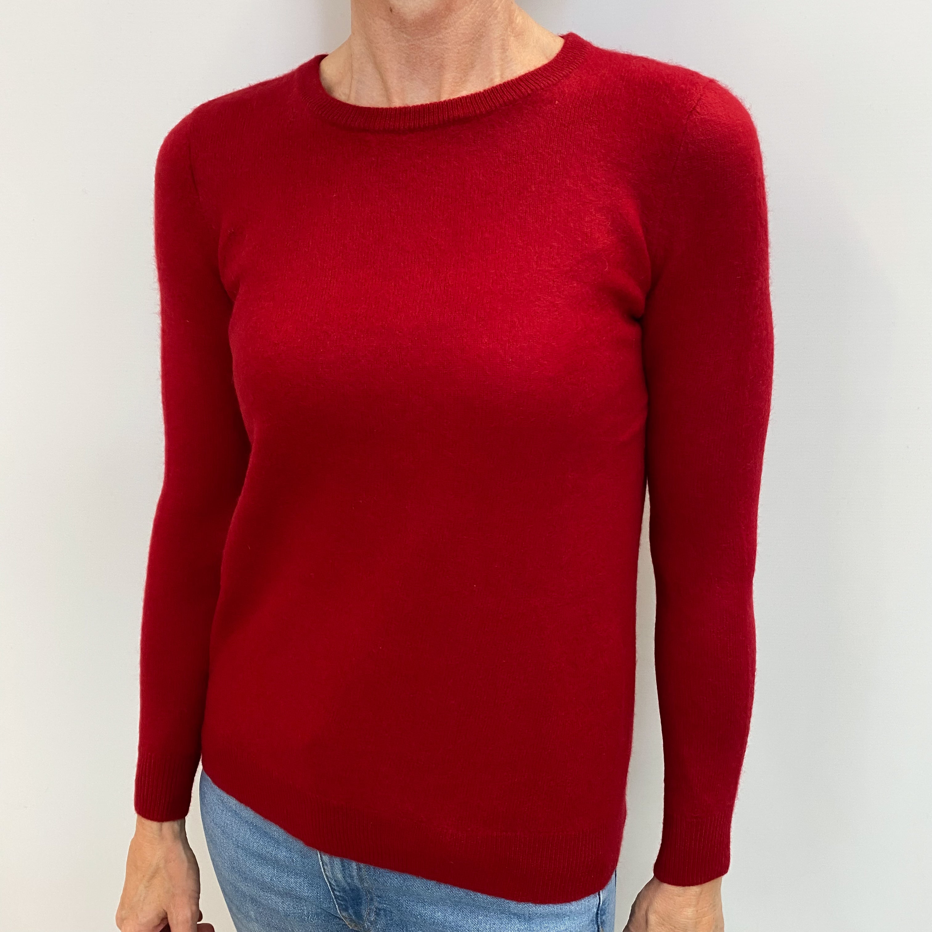 Post Box Red Cashmere Crew Neck Jumper Small