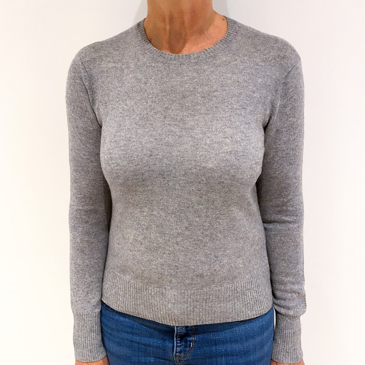 Smoke Grey Cashmere Crew Neck Jumper Medium