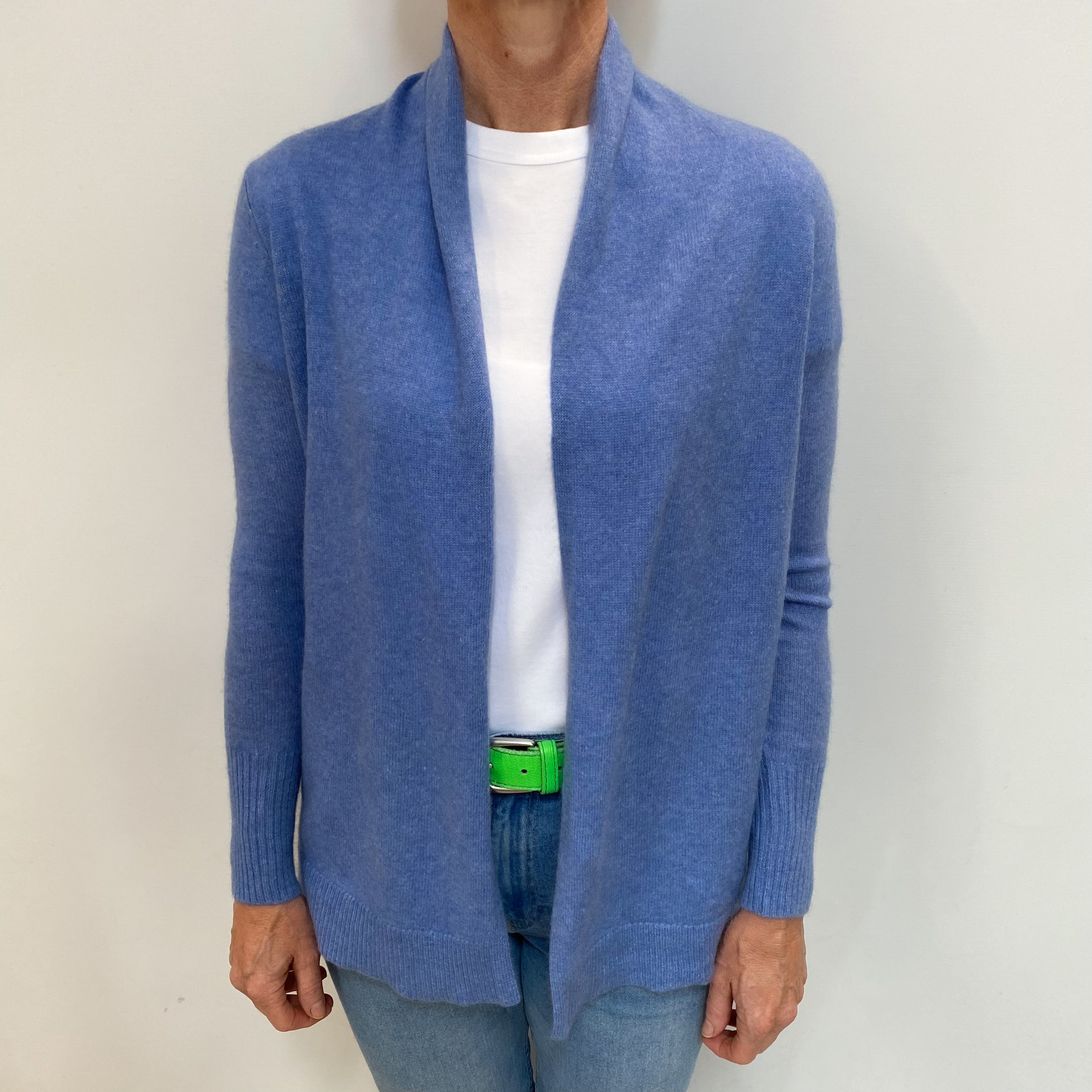 Cornflower Blue Cashmere Edge To Edge Cardigan Small