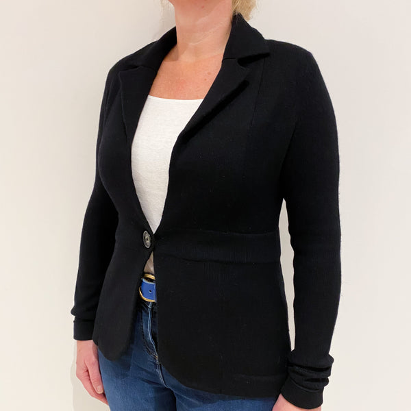 Black Jacket Style Cashmere Cardigan Large