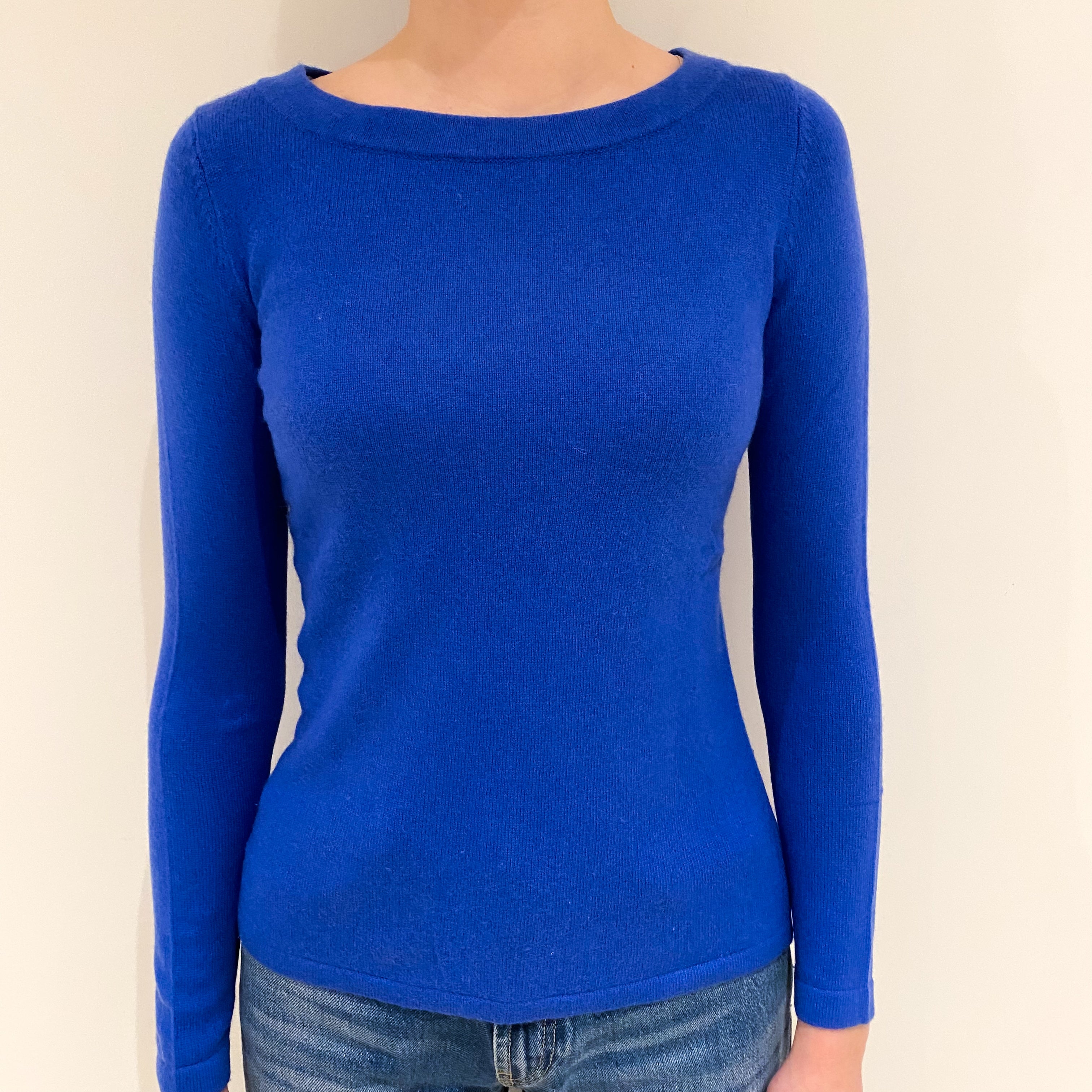 Cobalt Blue Cashmere Crew Neck Jumper Extra Small