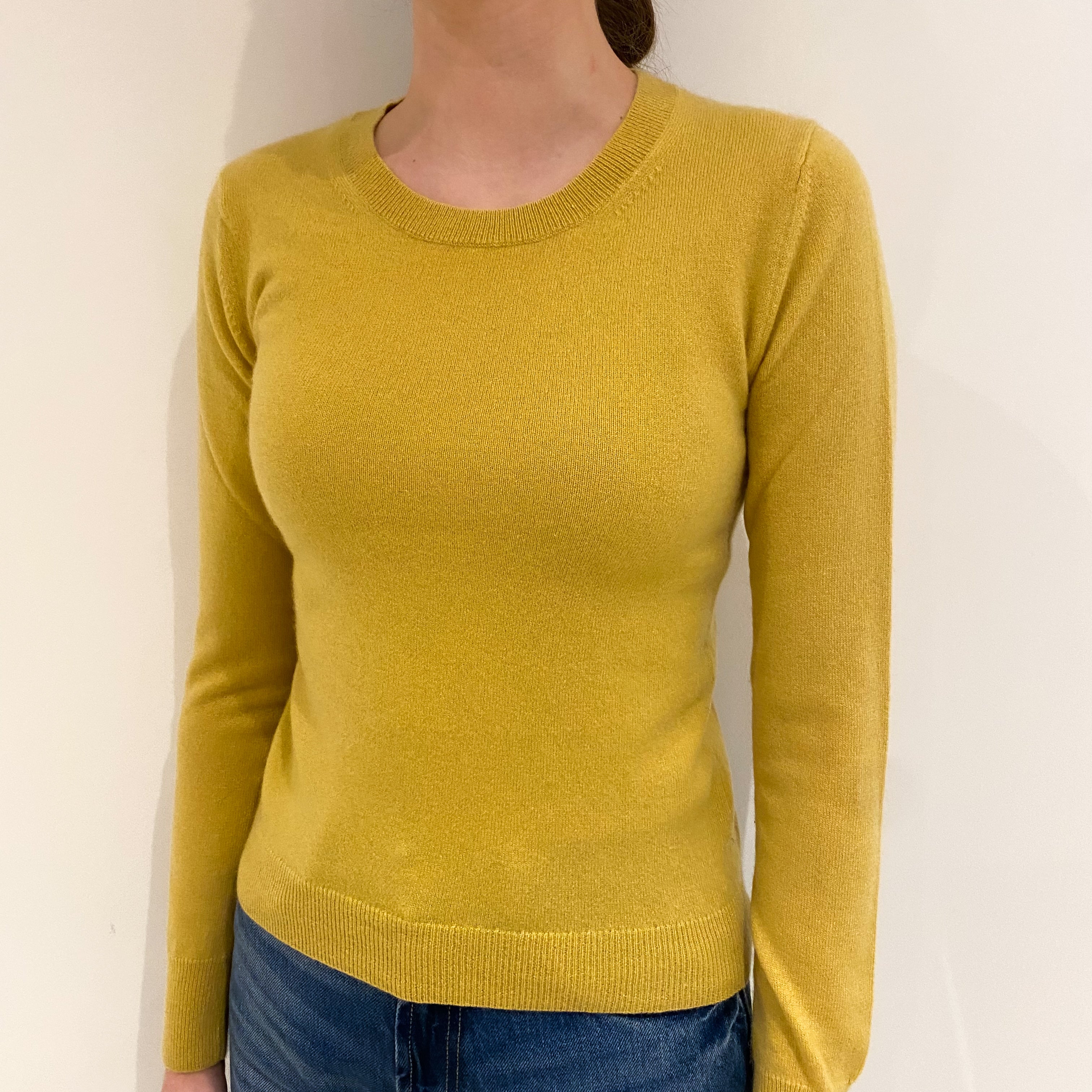 Mustard Yellow Cashmere Crew Neck Jumper Extra Small