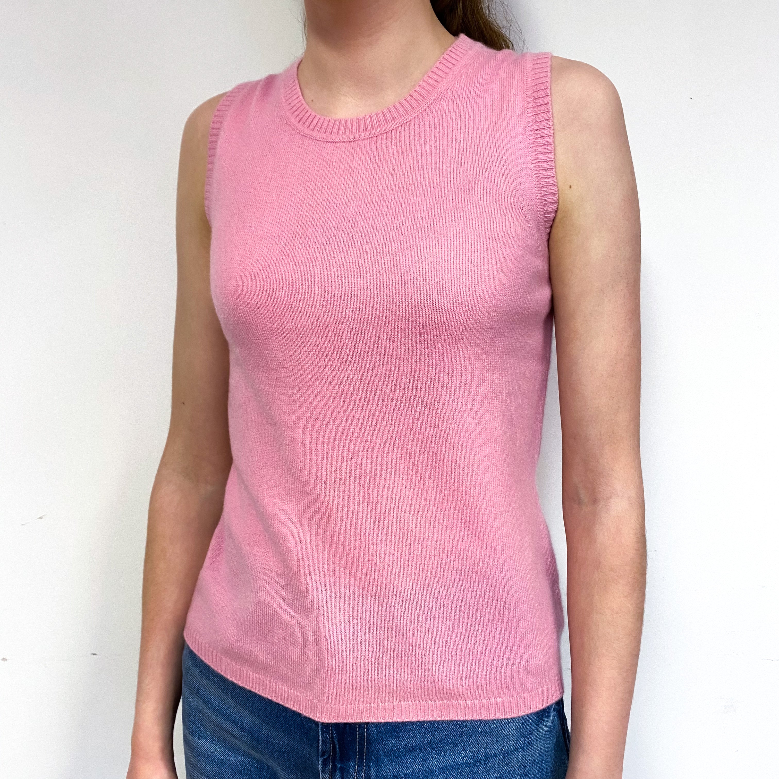 Sugar Mouse Pink Cashmere Crew Neck Tank Top Extra Small