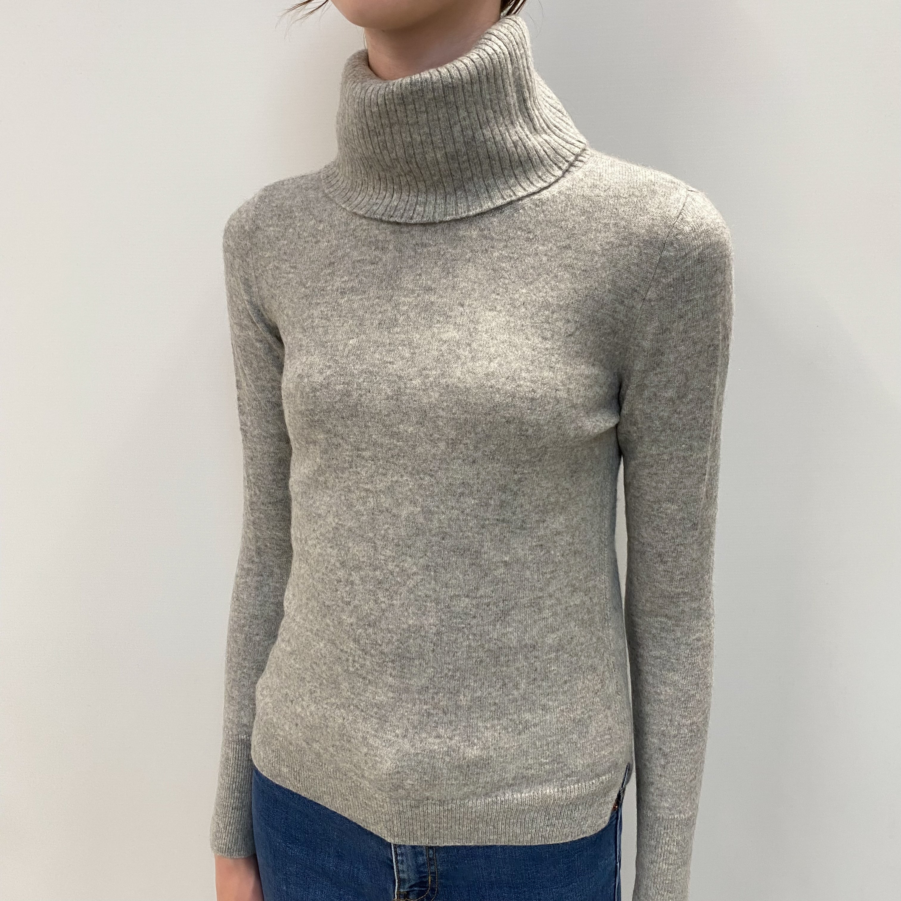 Cashmere Smoke Grey Cowl Neck Jumper Extra Small
