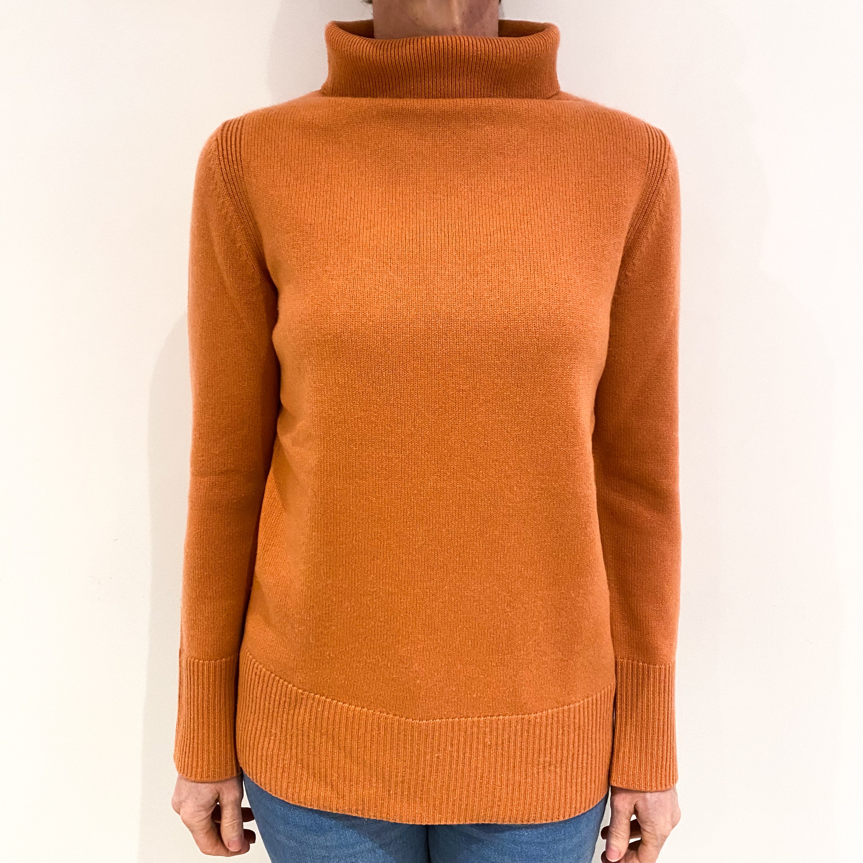 COS Salmon Pink Cashmere Polo Neck Jumper Small